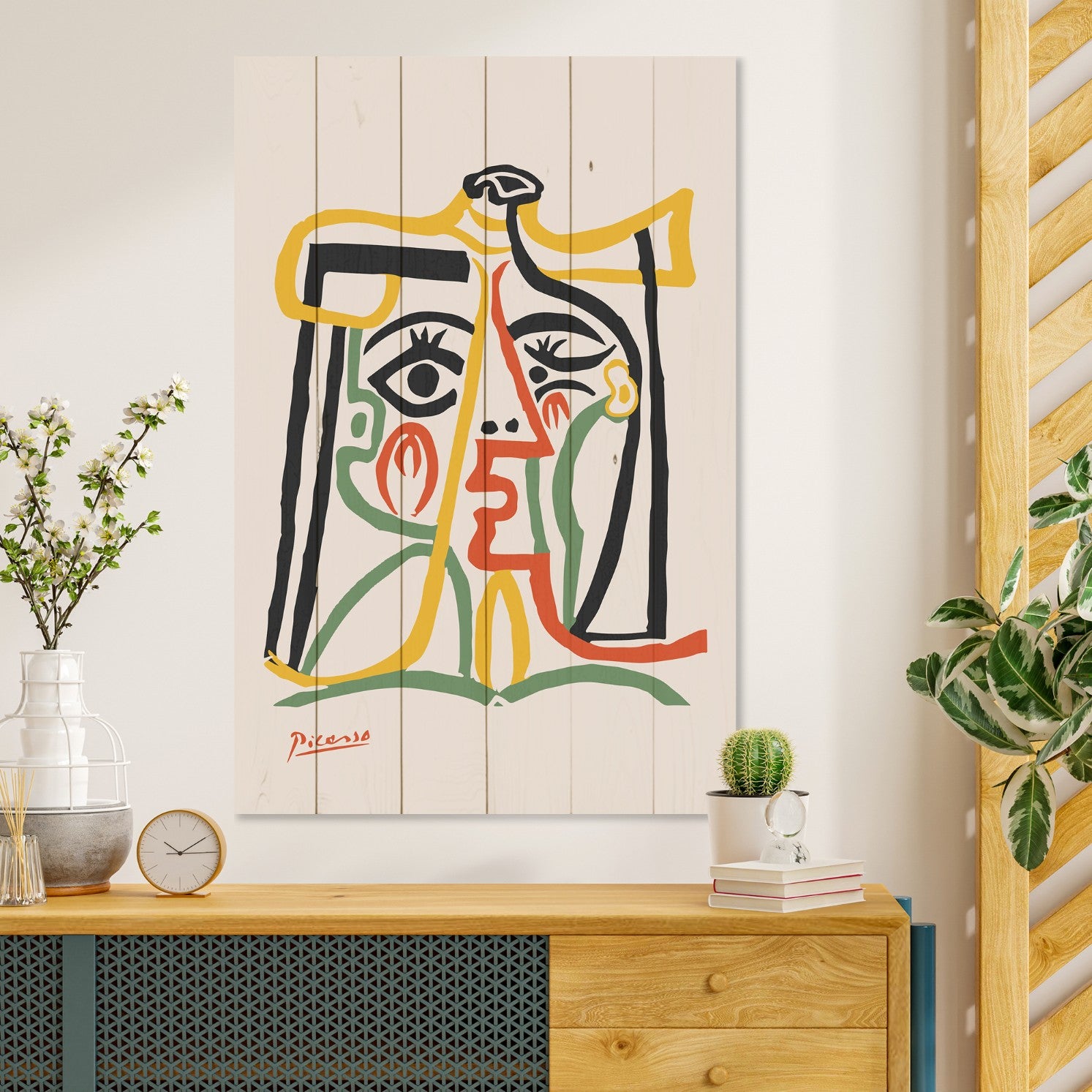 Wood Picture Picasso Abstract 3-70x90 cm