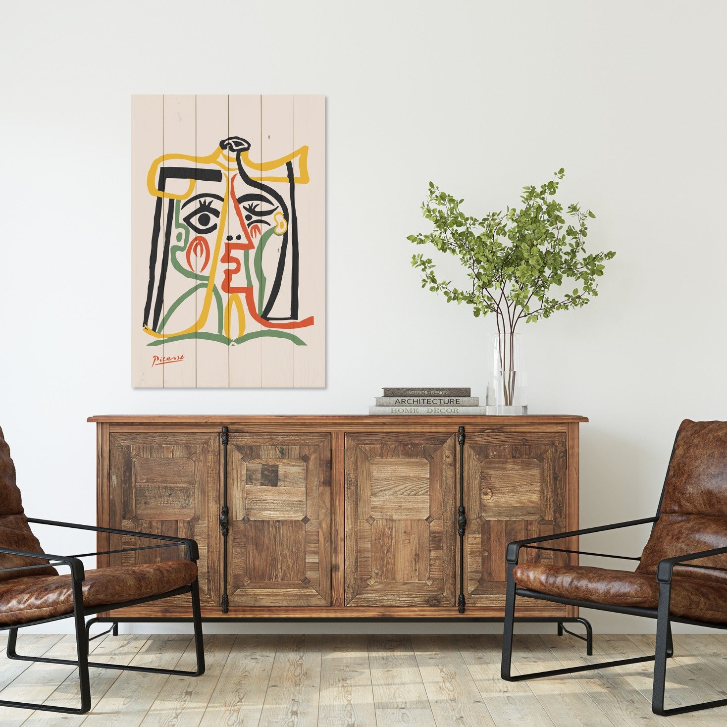 Wood Picture Picasso Abstract 3-70x90 cm