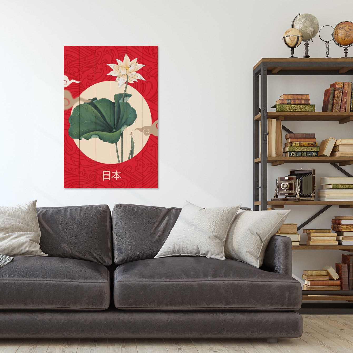 Obraz Wood Japonská koláž Červená-70x90 cm