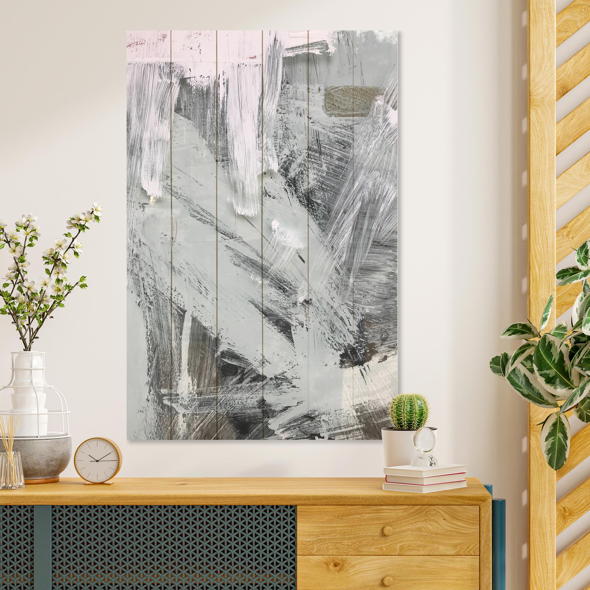 Obraz Wood Sivé pruhy-40x60 cm