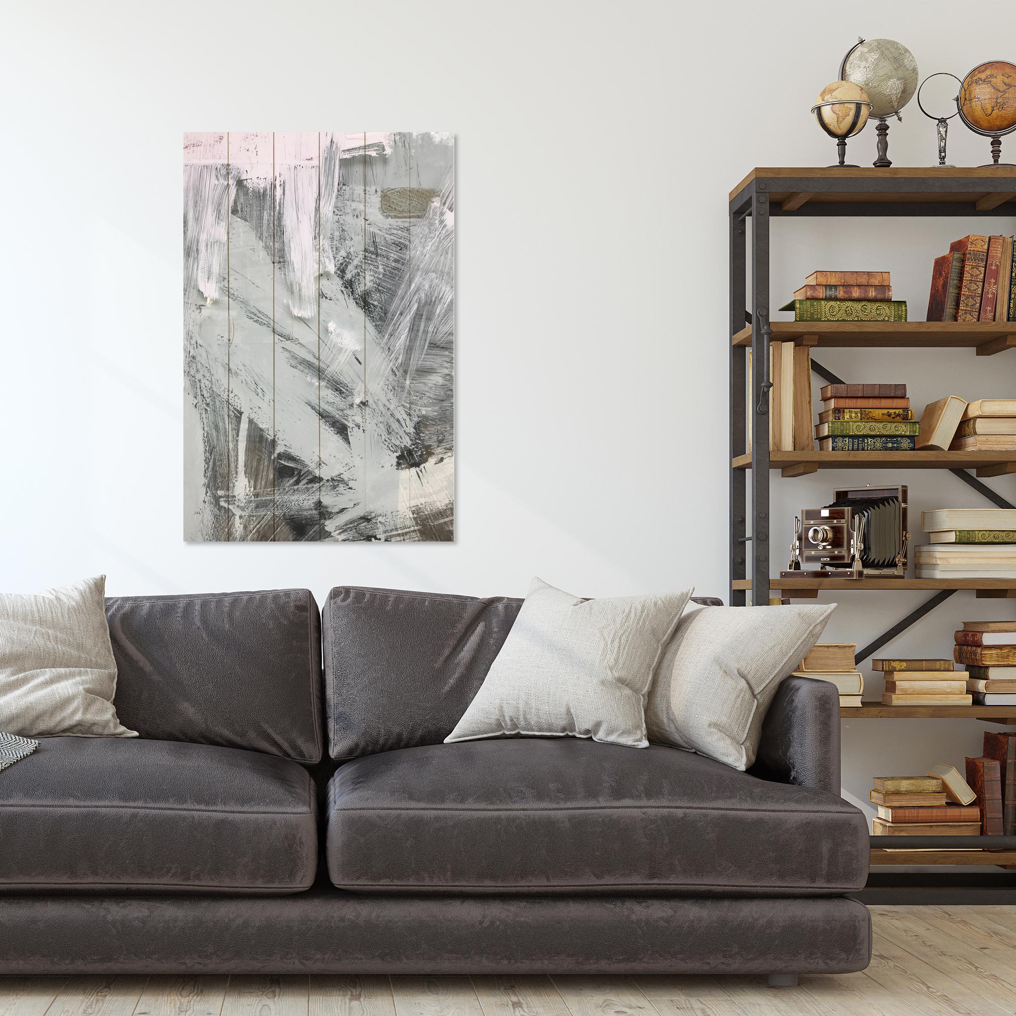 Obraz Wood Sivé pruhy-40x60 cm