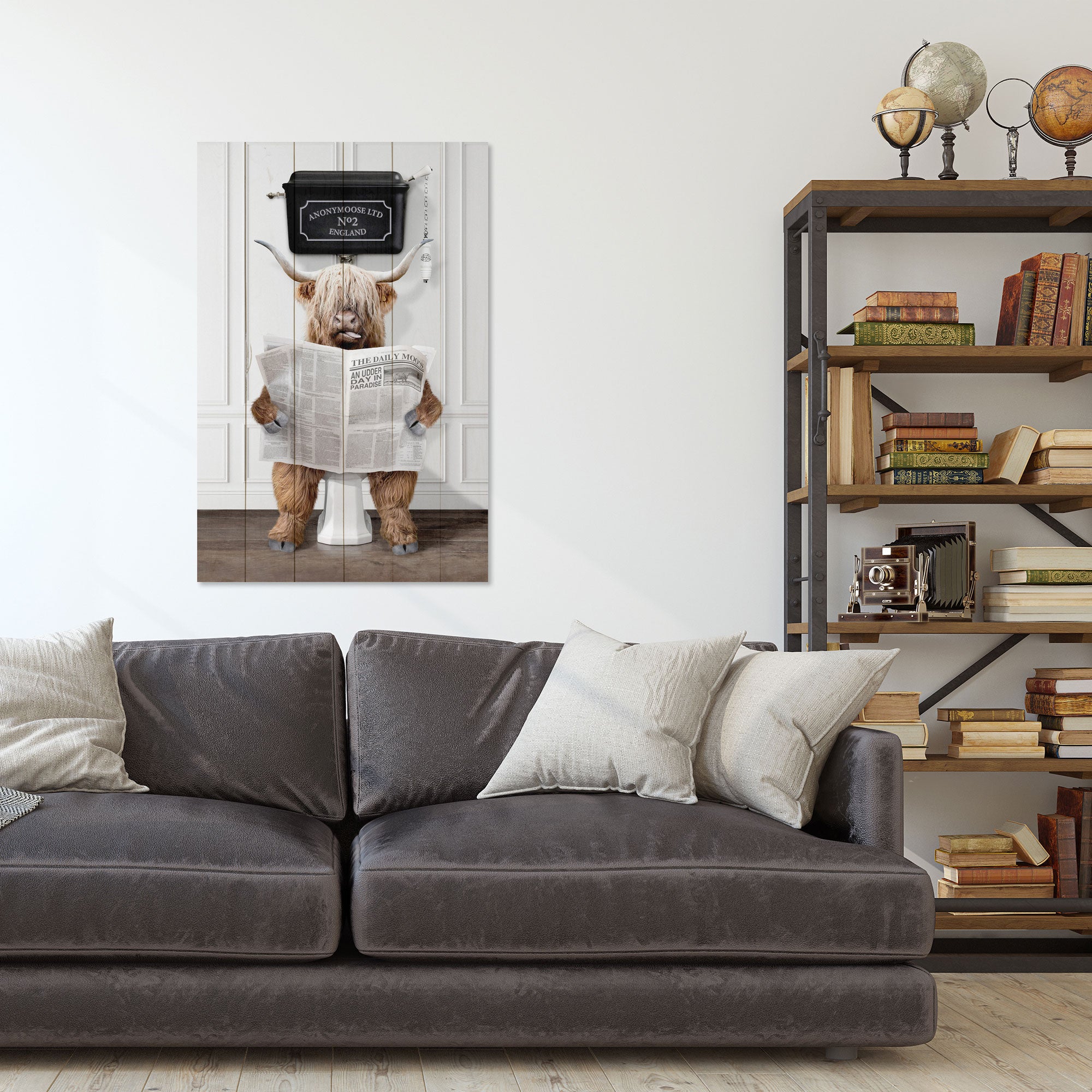 Obraz Wood Veselý zvieratko s novinami-40x60 cm