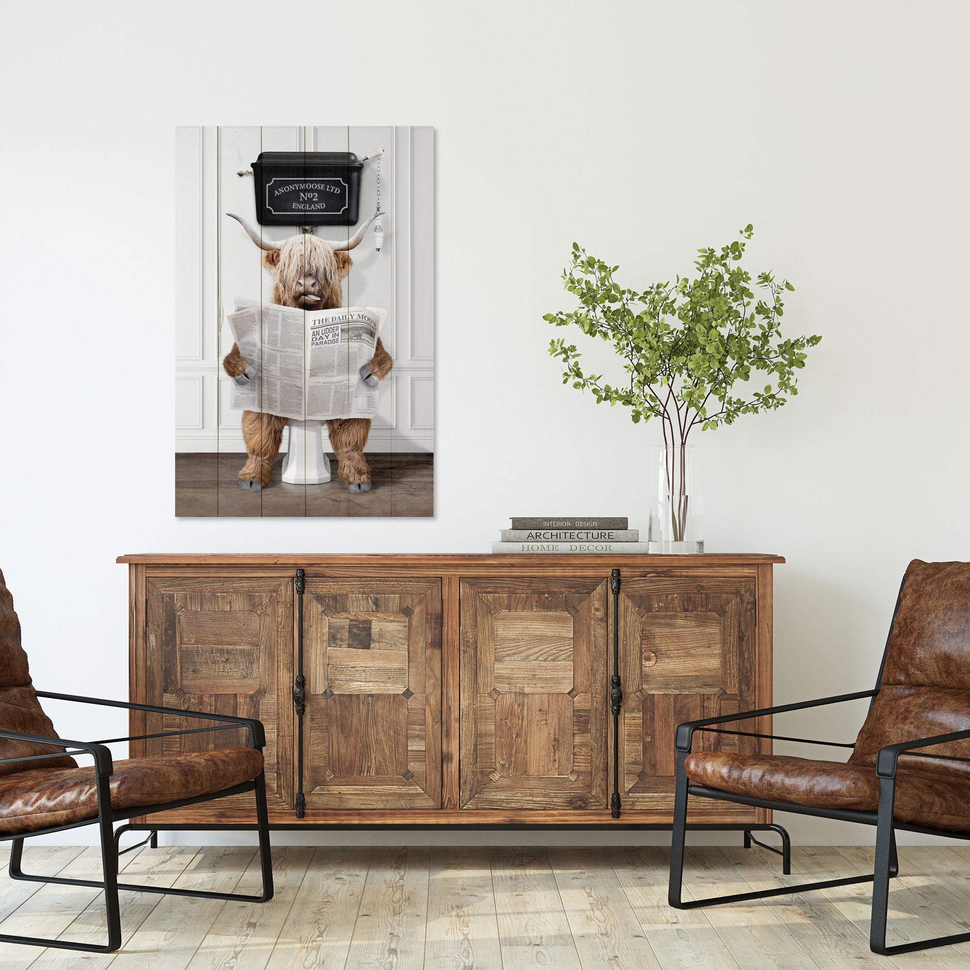 Obraz Wood Veselý zvieratko s novinami-40x60 cm