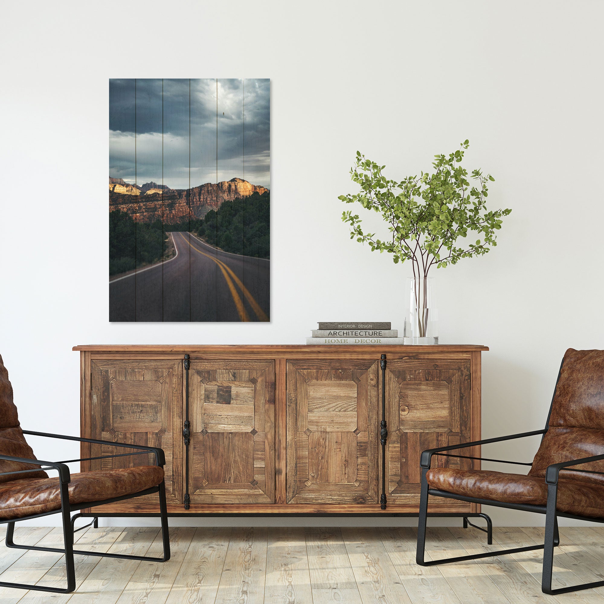 Obraz Wood Malebná cesta v horách-30x40 cm