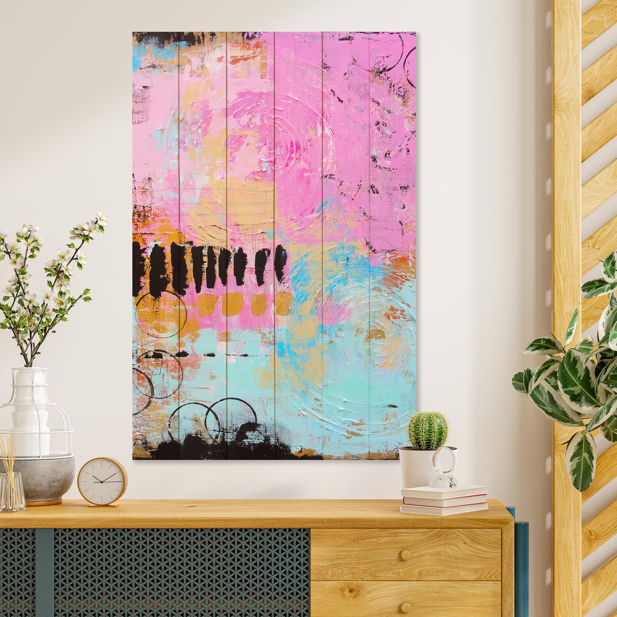 Obraz Wood Farebné ťahy štetcom-20x30 cm