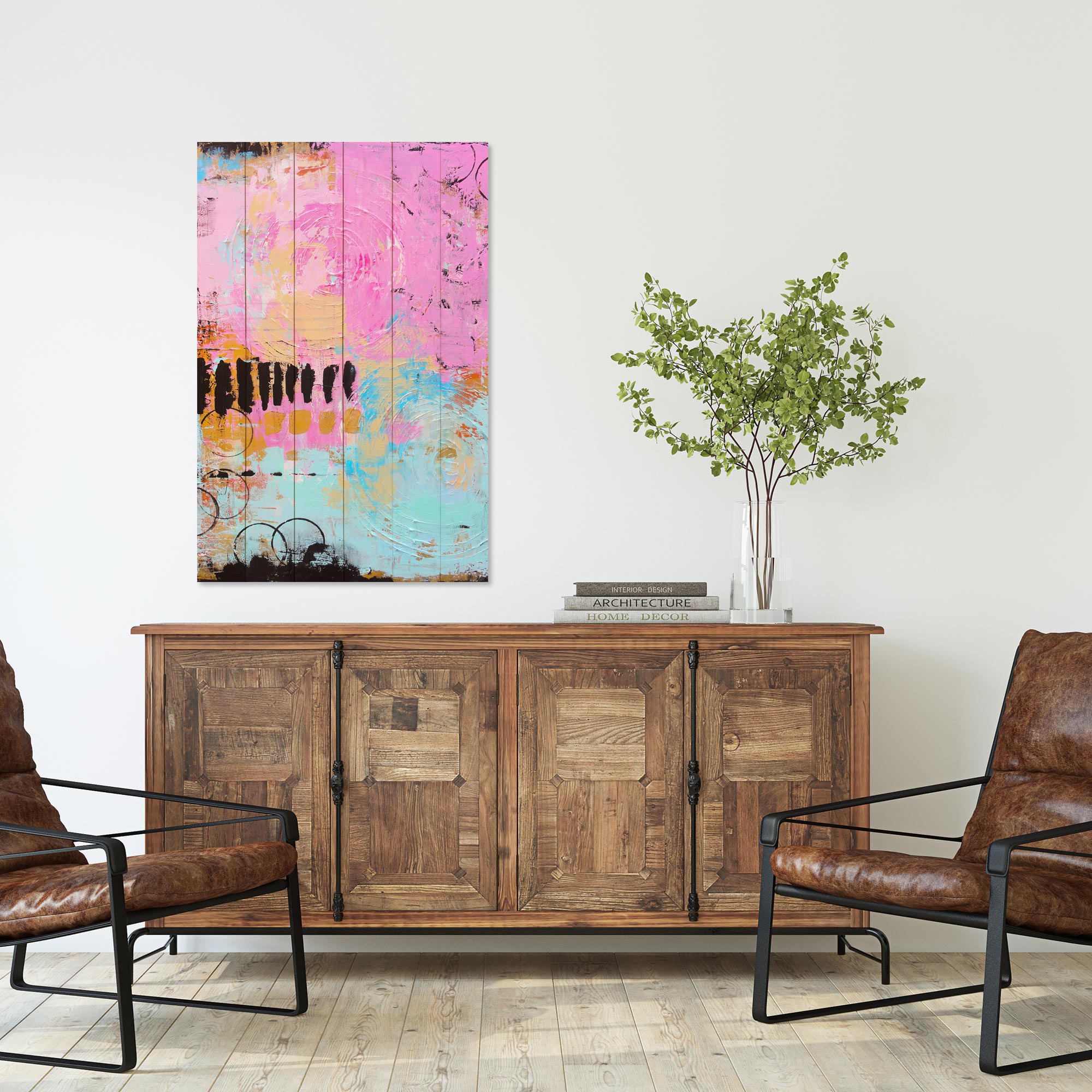 Obraz Wood Farebné ťahy štetcom-20x30 cm