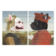 Obraz Wood Frenchie Frederico so ženou-40x60 cm