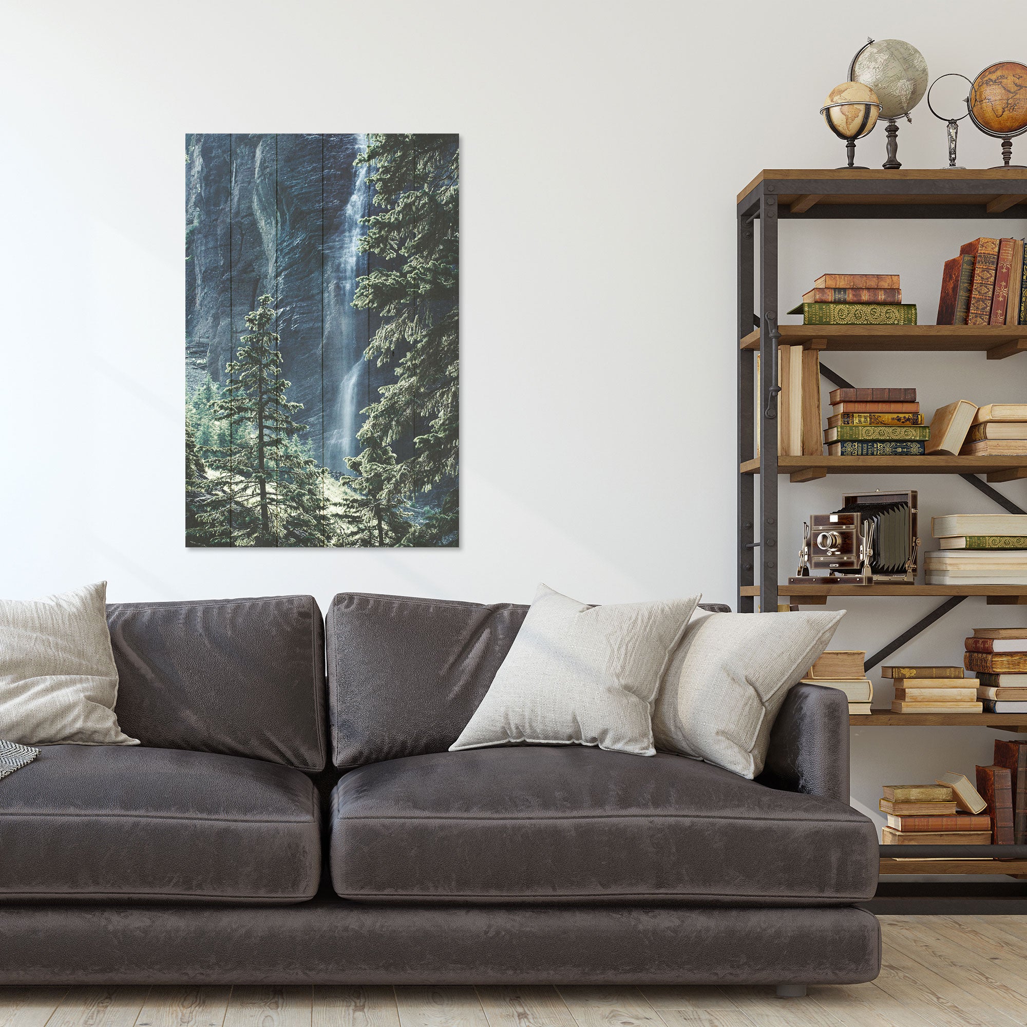 Wood Forest Waterfall Painting-30x30 cm