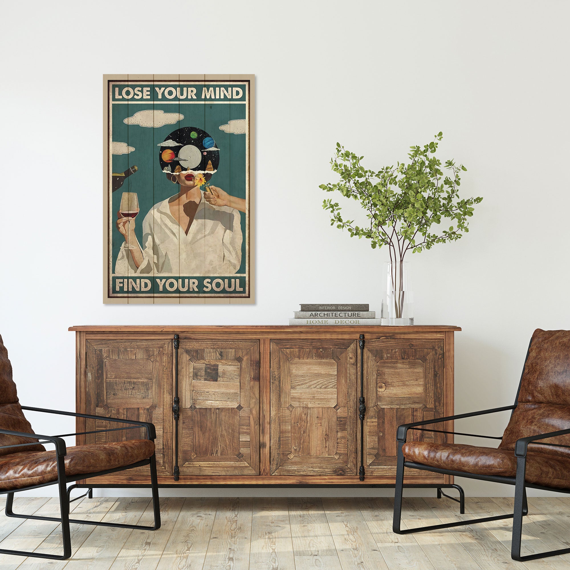 Obraz Wood Stratiť rozum-50x70 cm
