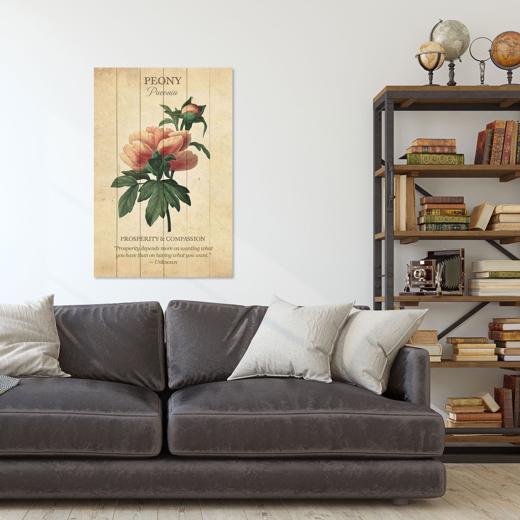 Wood Picture Peony Flower-20x30 cm
