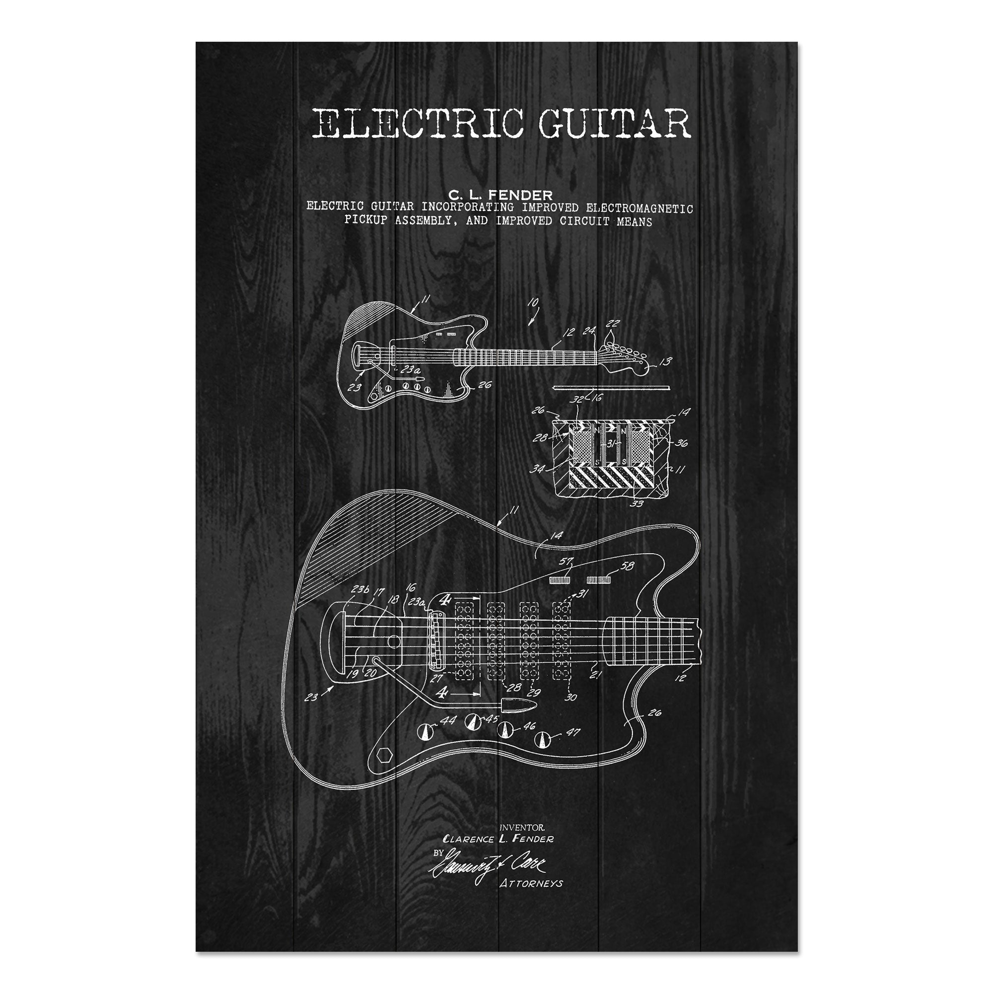 Obraz Wood Elektrická gitara čierna-20x30 cm