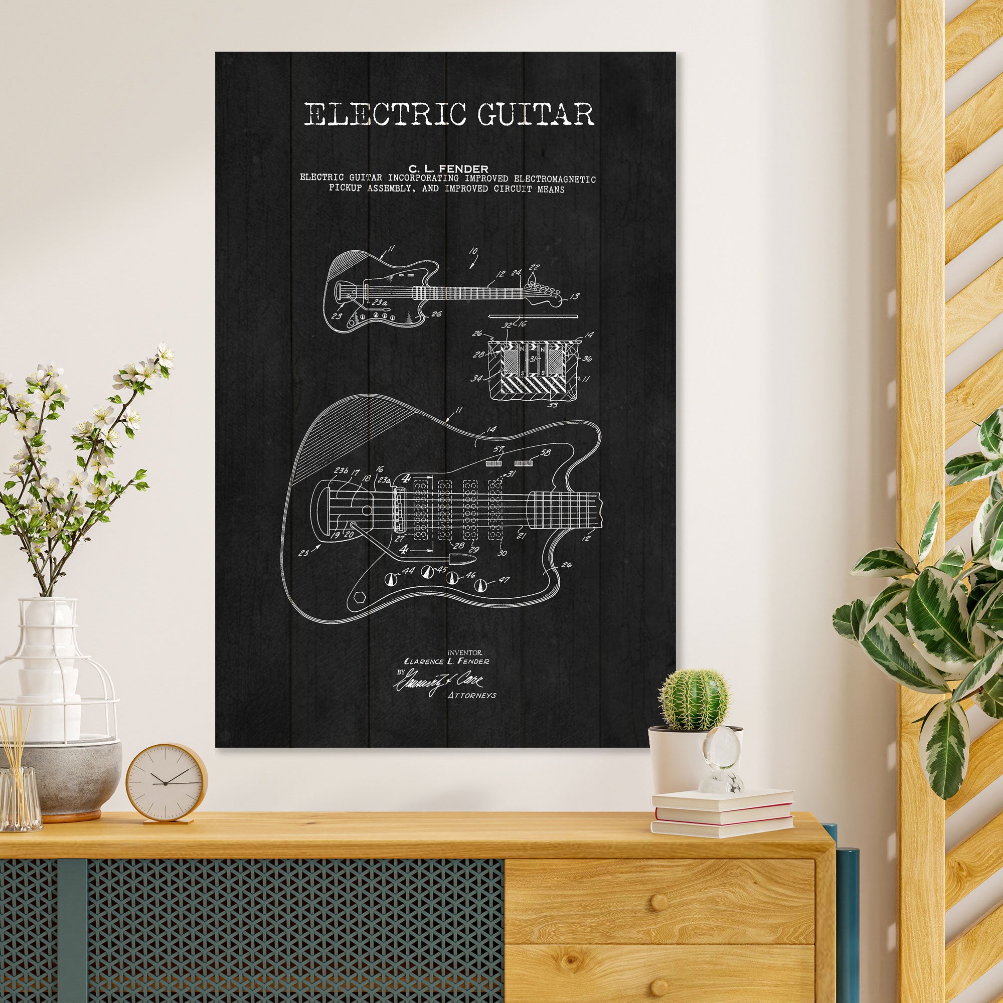 Obraz Wood Elektrická gitara čierna-20x30 cm