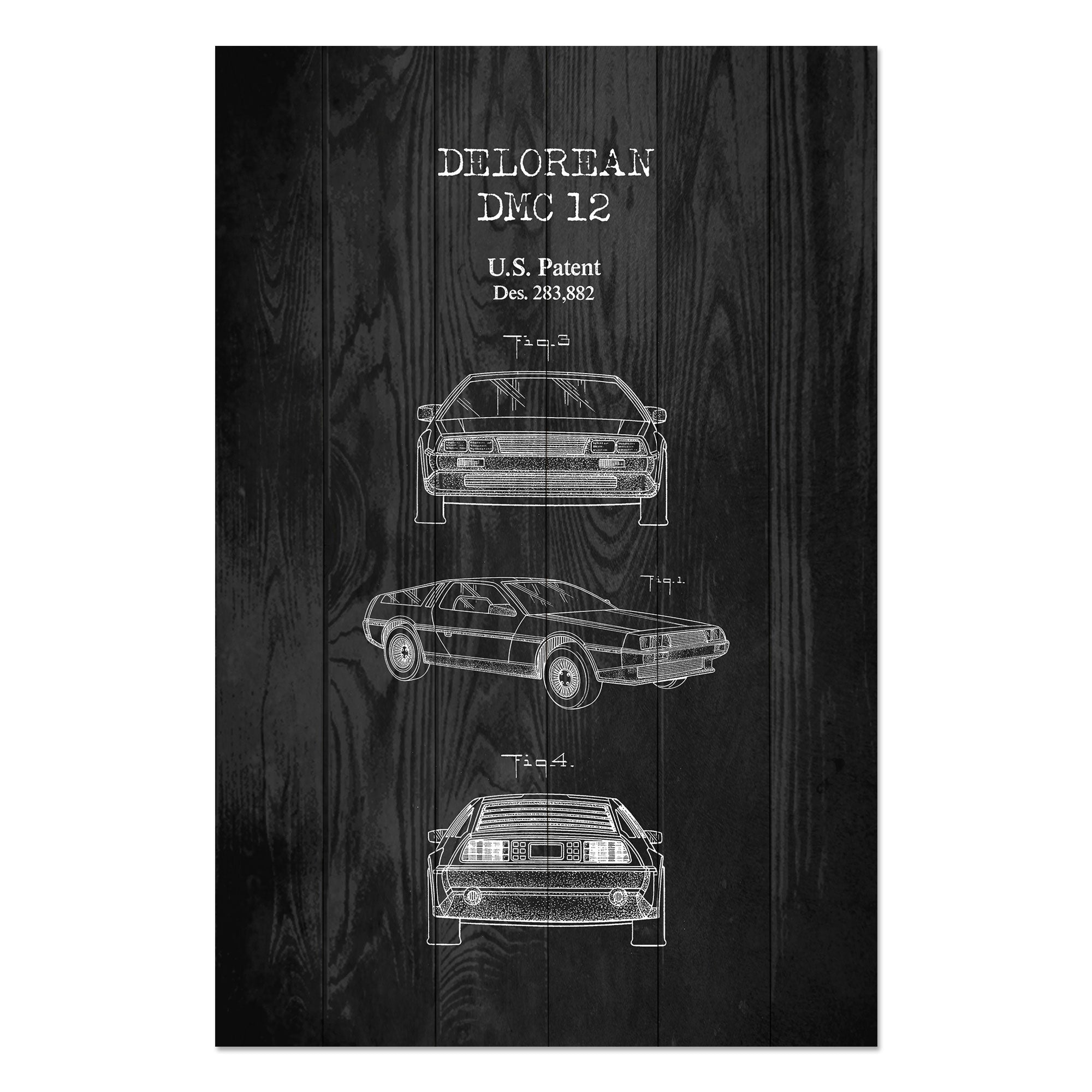 Wood Picture DeLorean Black