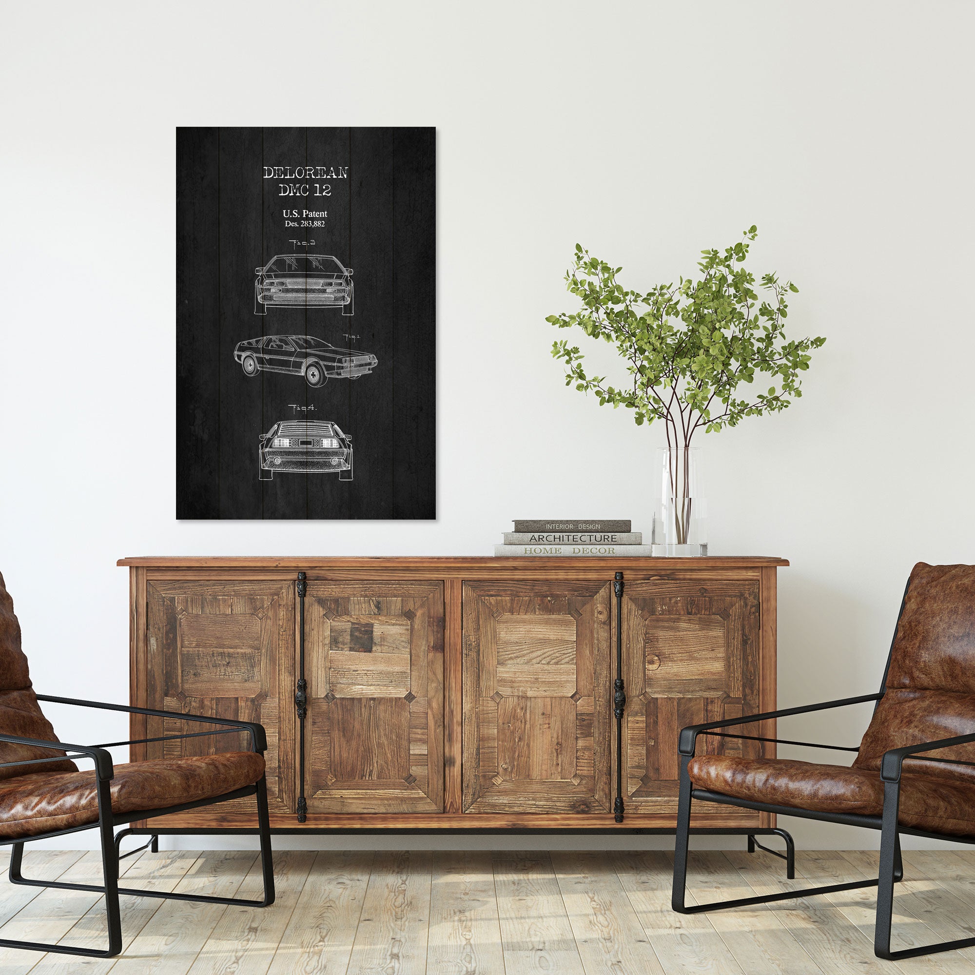 Wood Picture DeLorean Black
