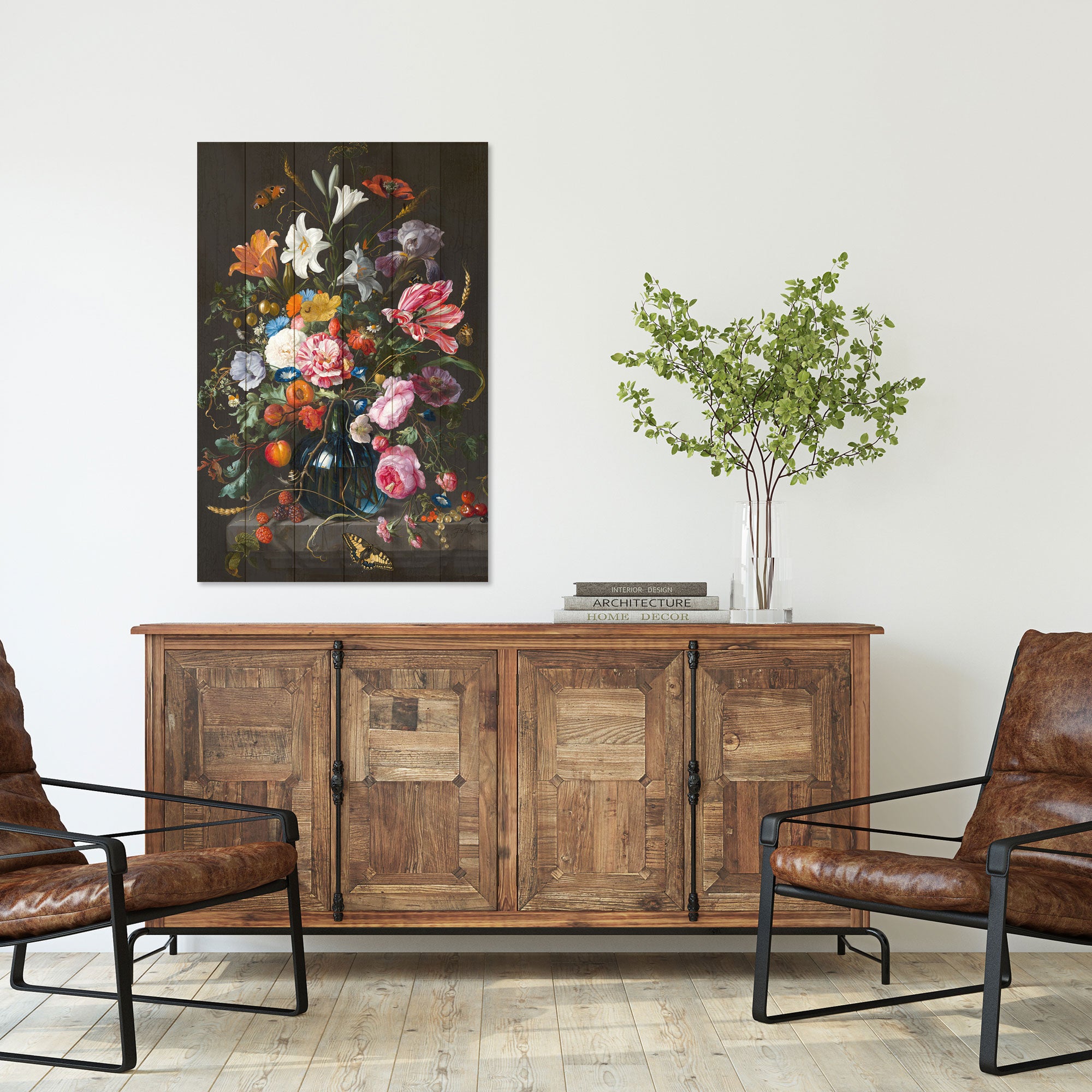 Wood Picture Colorful Bouquet