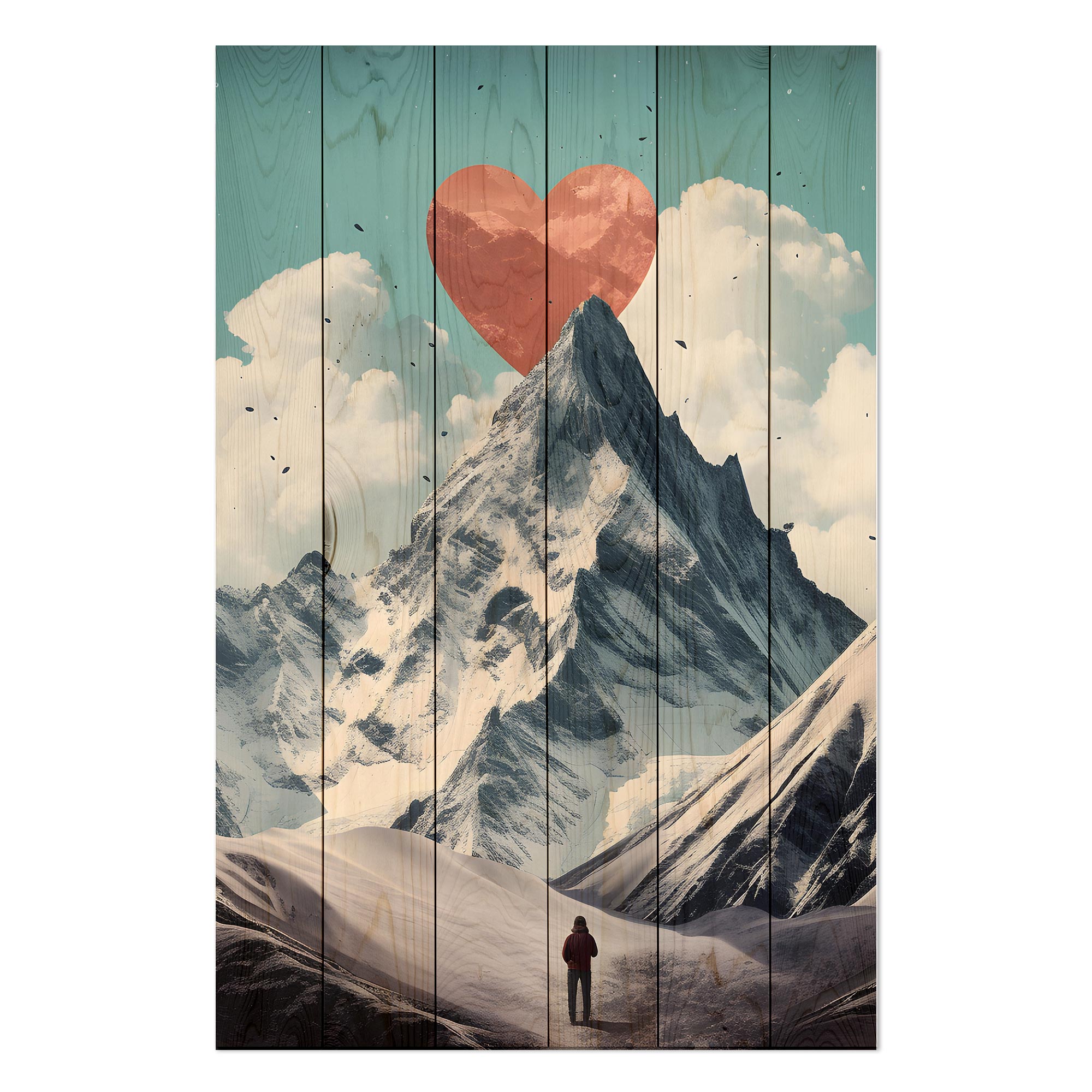 Obraz Wood Moje srdce je v horách-50x70 cm