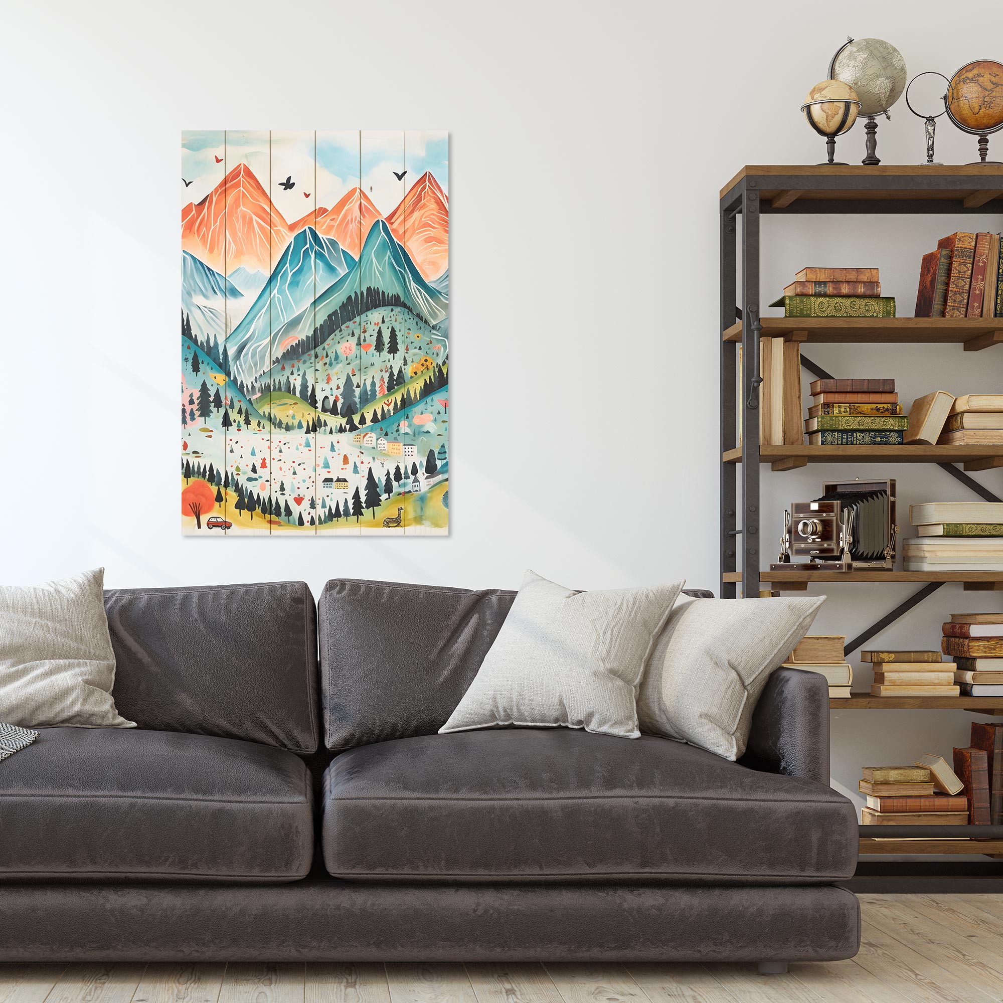 Obraz Wood Hory akvarel-20x30 cm