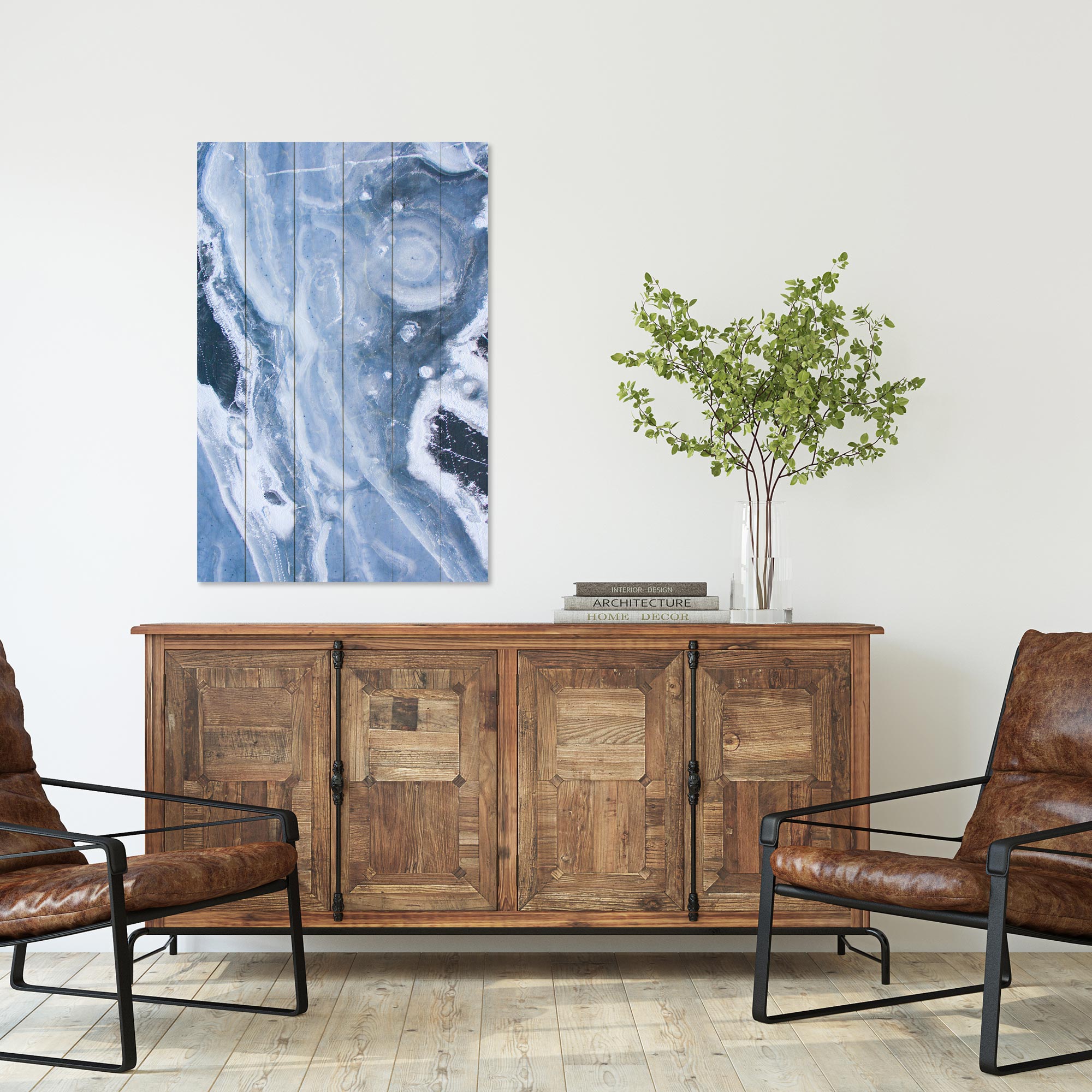 Wood Picture Blue Abstraction-30x30 cm