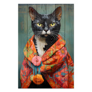 Wood Picture I see you Cat-50x70 cm