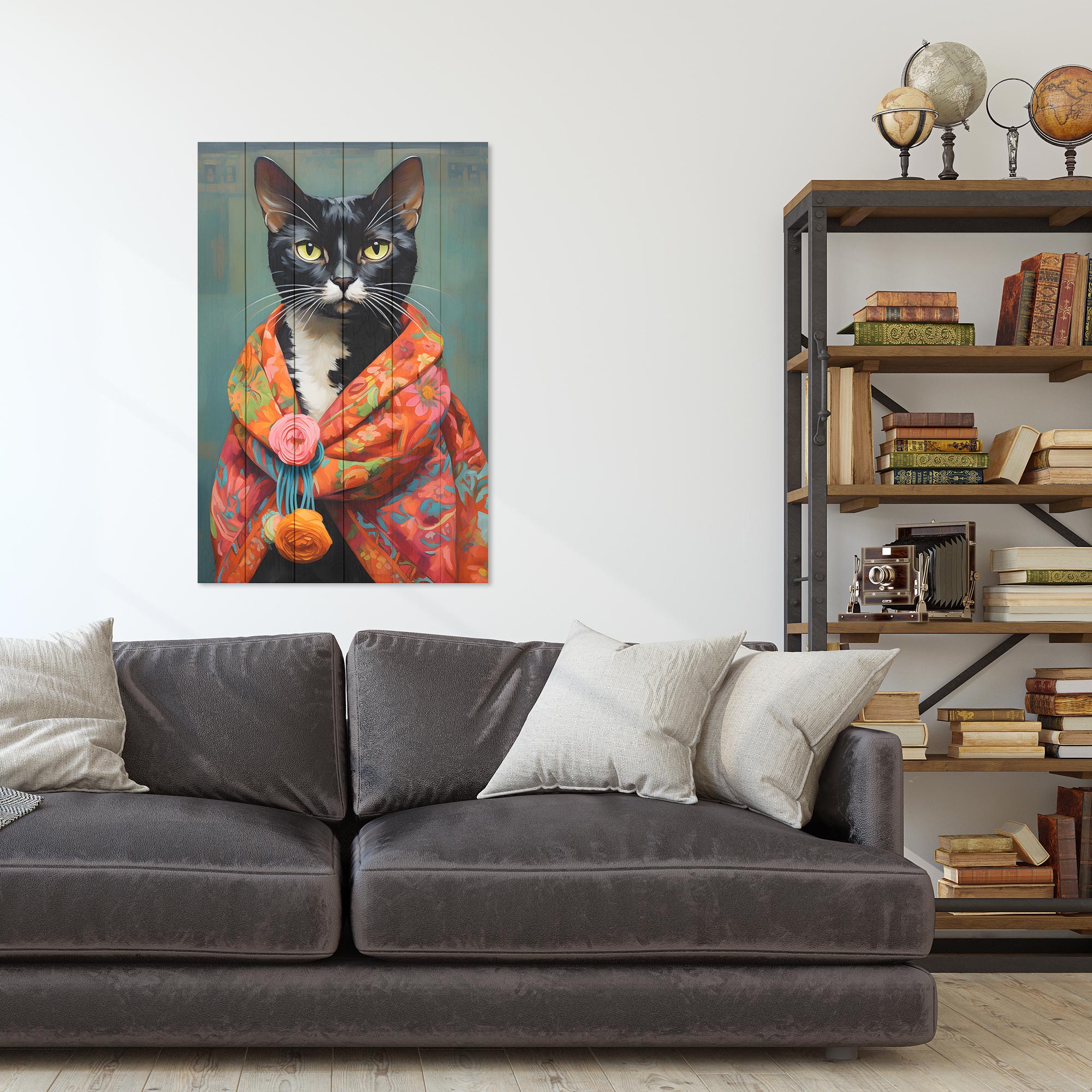 Wood Picture I see you Cat-50x70 cm