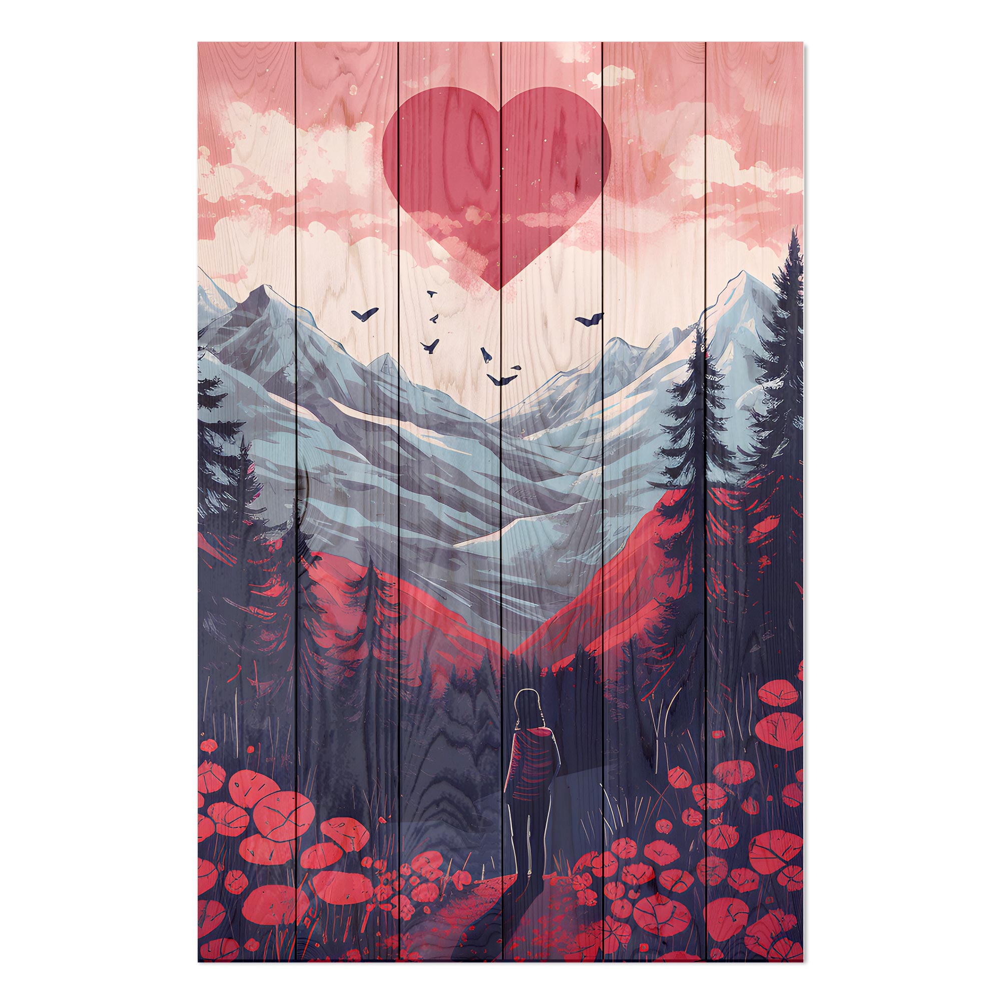 Obraz Wood Milujem hory - 20x30 cm