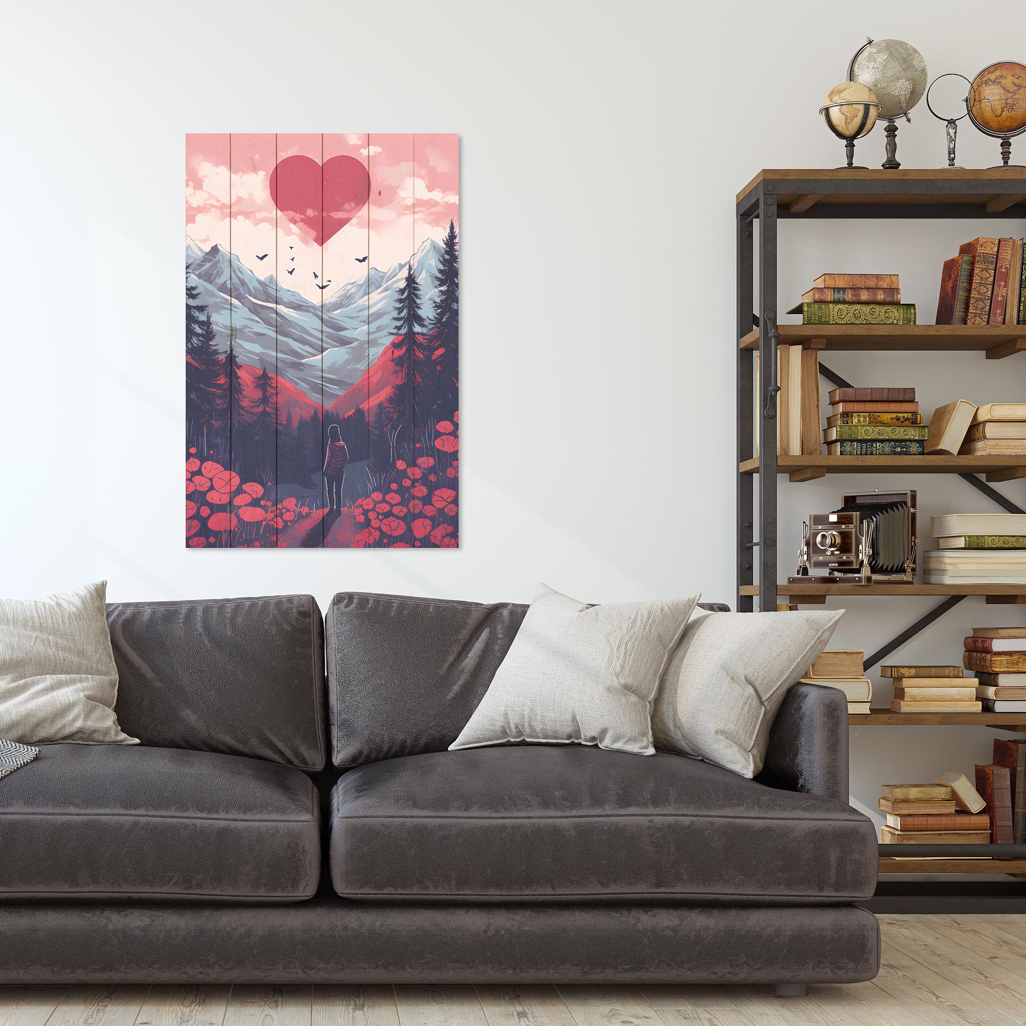 Obraz Wood Milujem hory - 40x60 cm