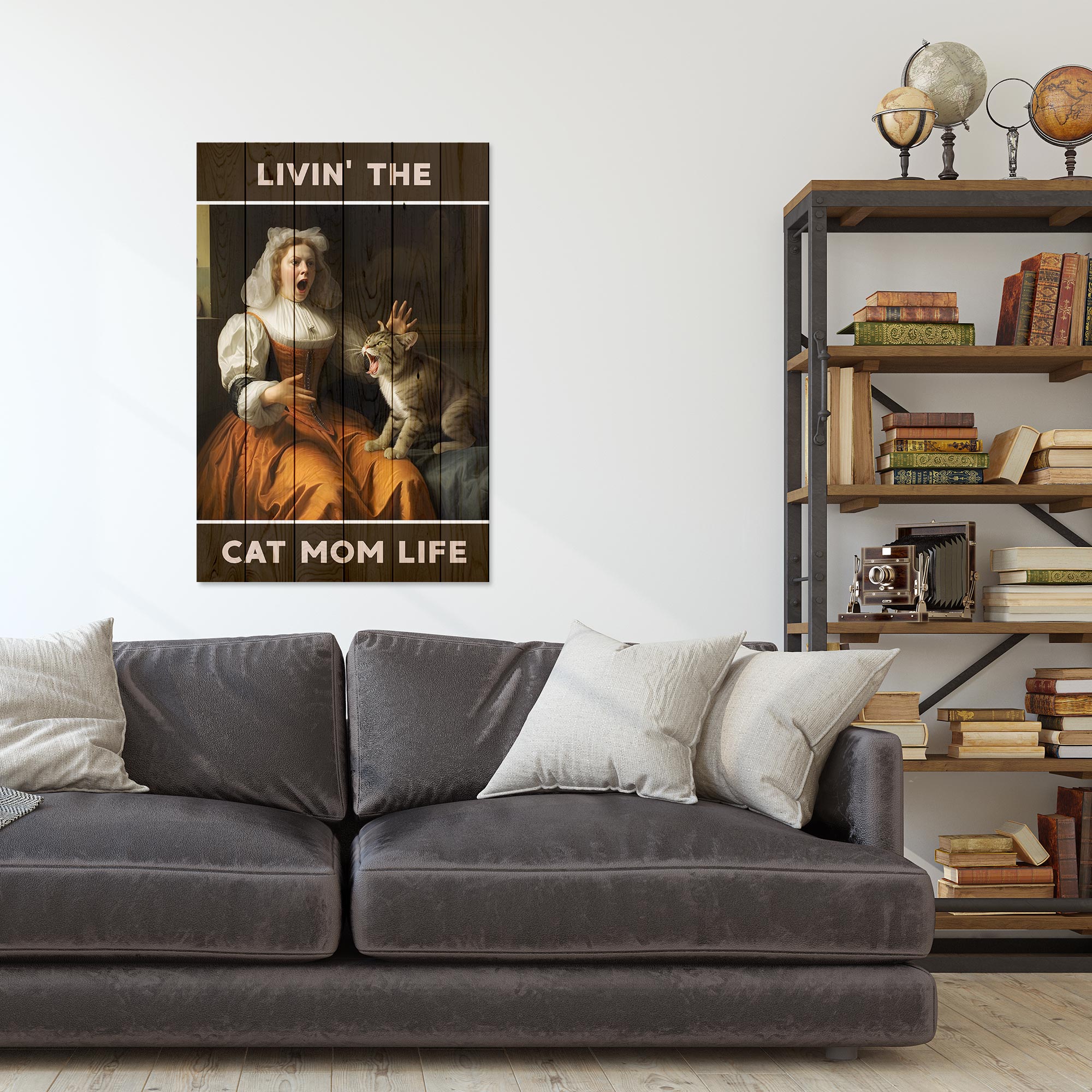 Bild Wood Das Leben als Katzenmama-20x30 cm