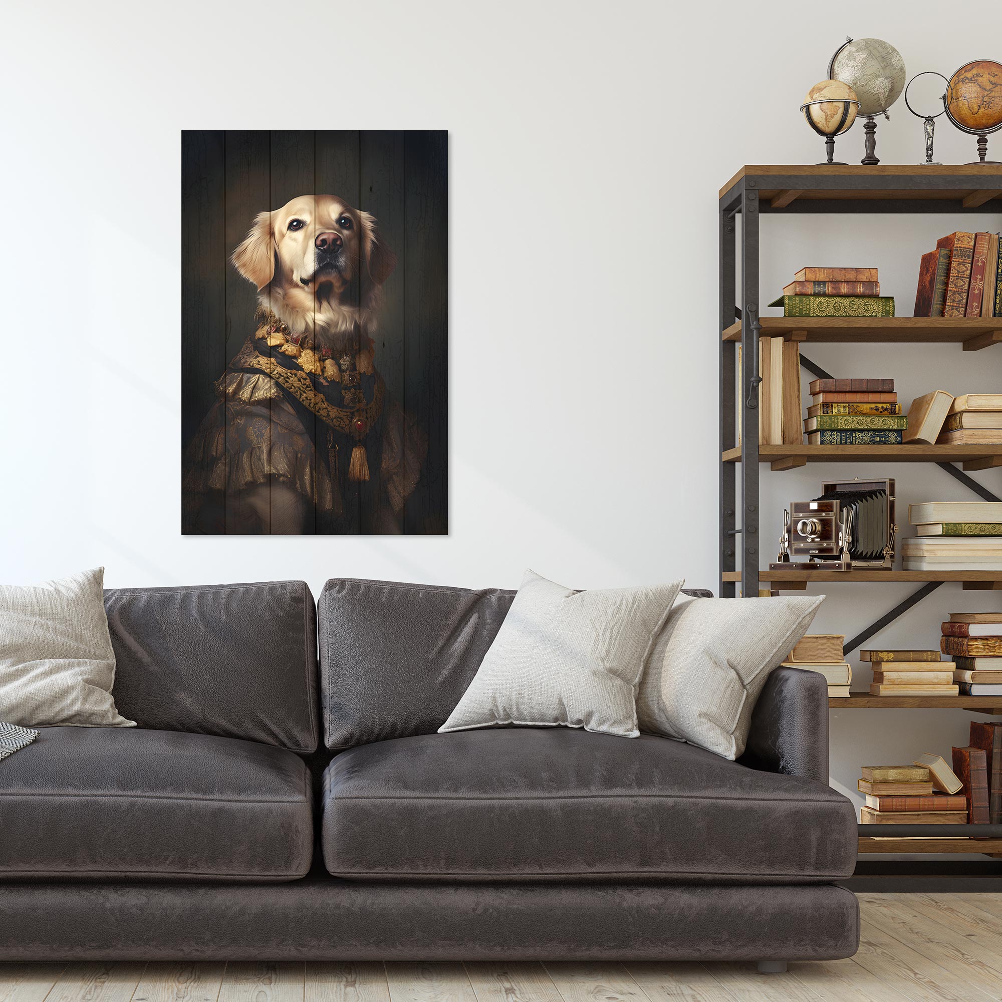 Obraz Wood Zlatý retríver-30x40 cm