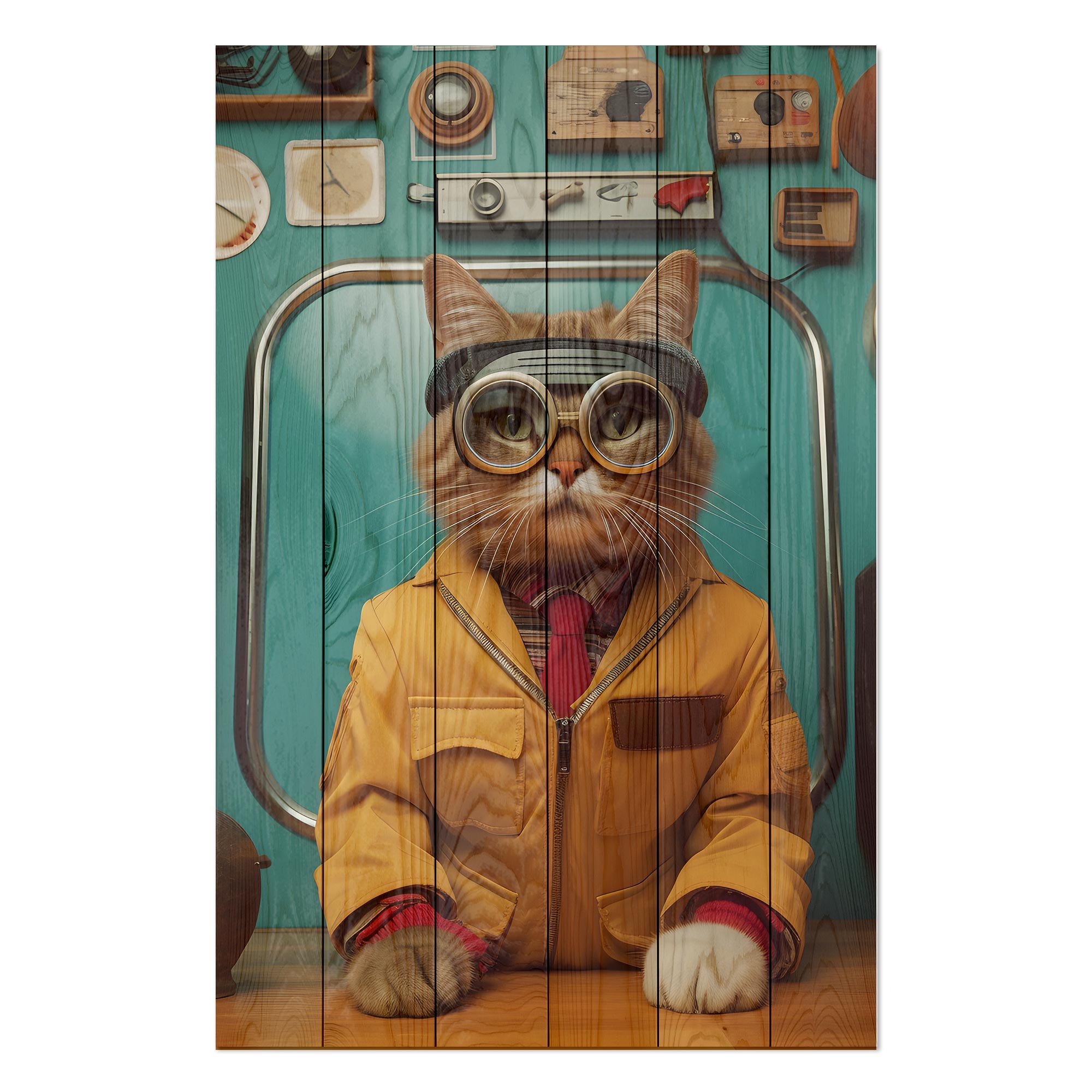 Obraz Wood Inžinier Mačka-50x70 cm