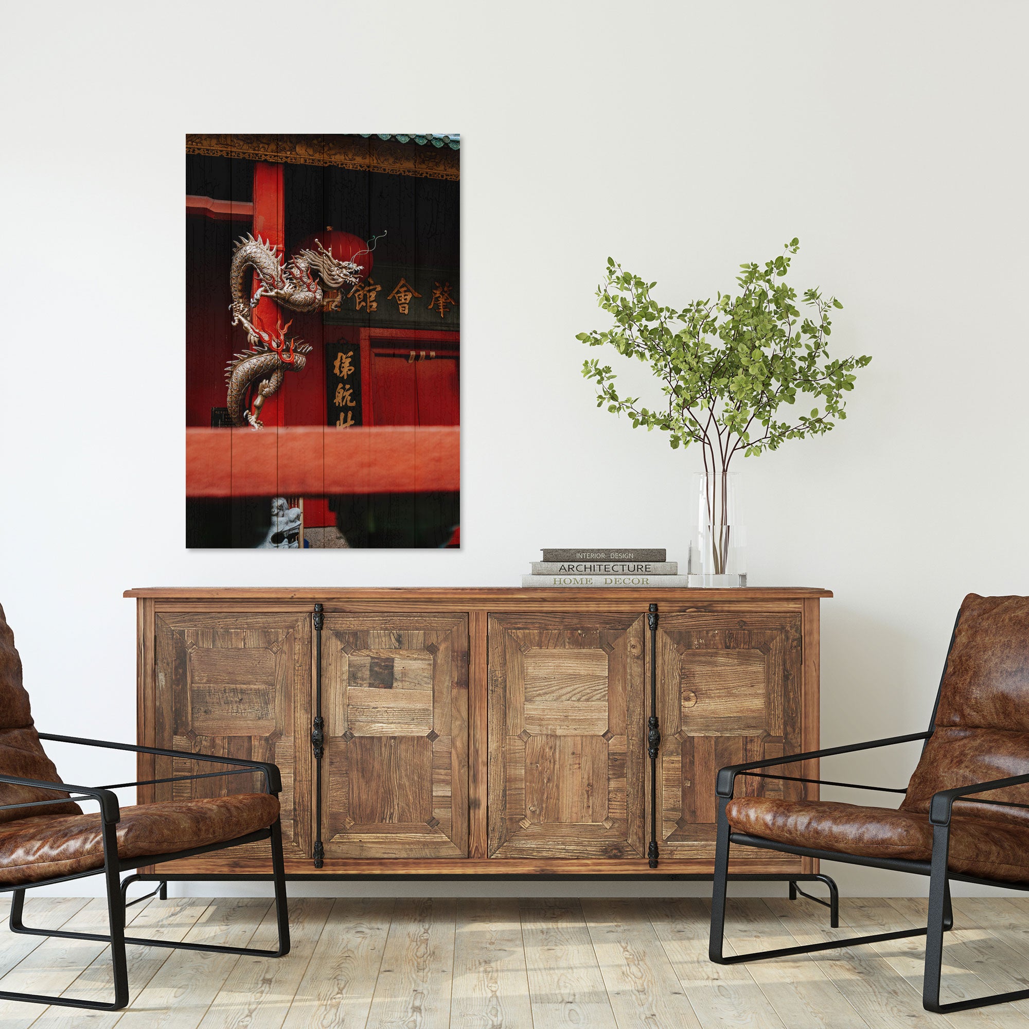 Obraz Wood Čínsky drak-40x60 cm