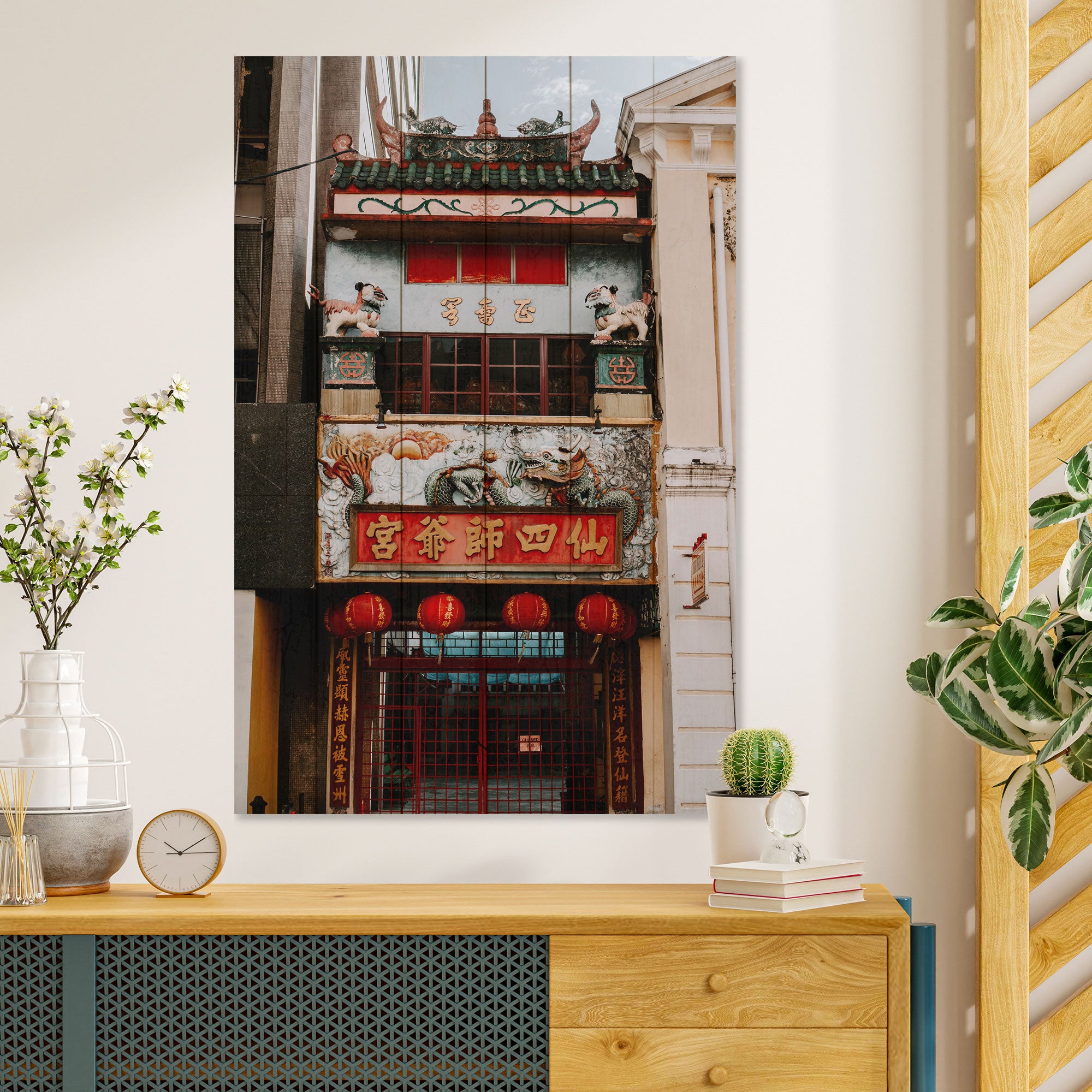Obraz Wood Chinese Townhouse-60x90 cm