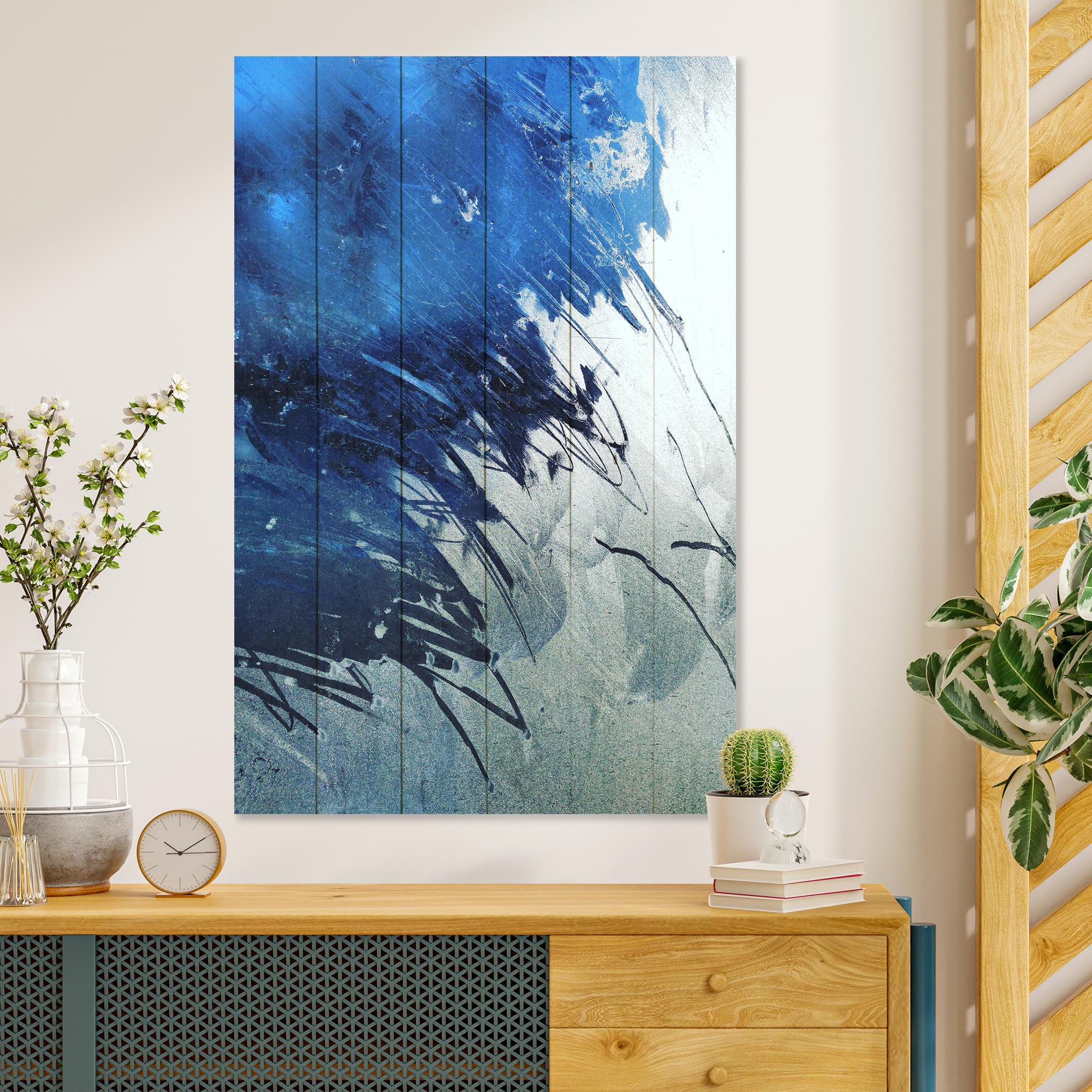 Obraz Wood Modré umelecké abstrakcie-30x40 cm