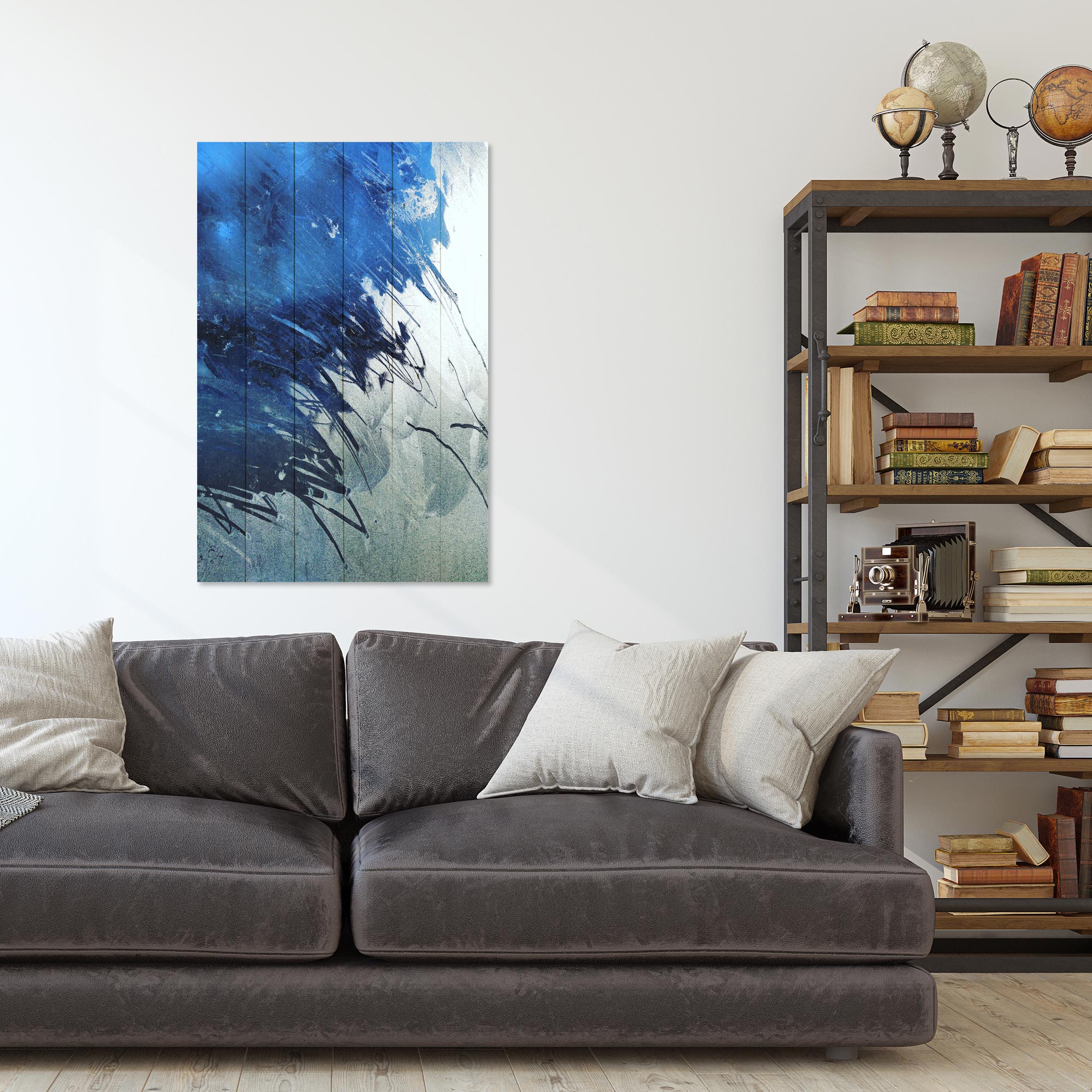 Obraz Wood Modré umelecké abstrakcie-30x40 cm