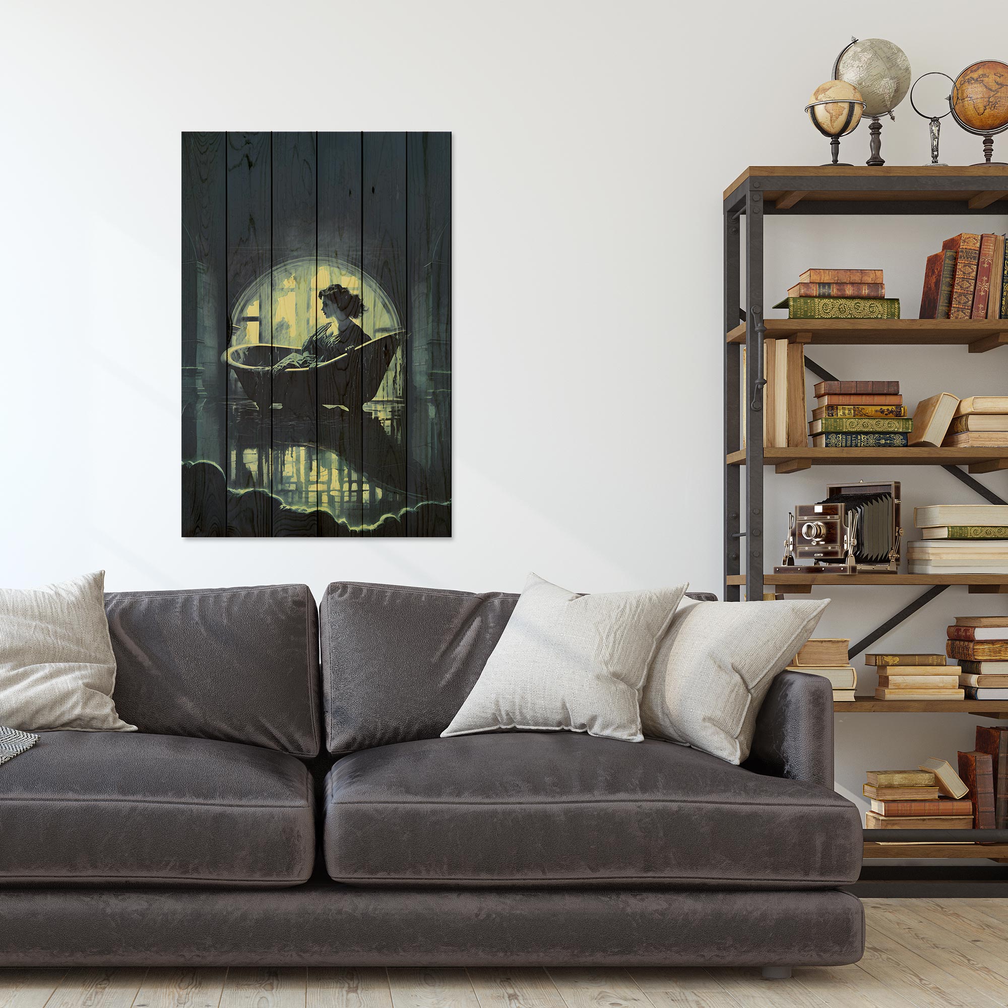 Wood Picture Bath Dark Academia-60x90 cm