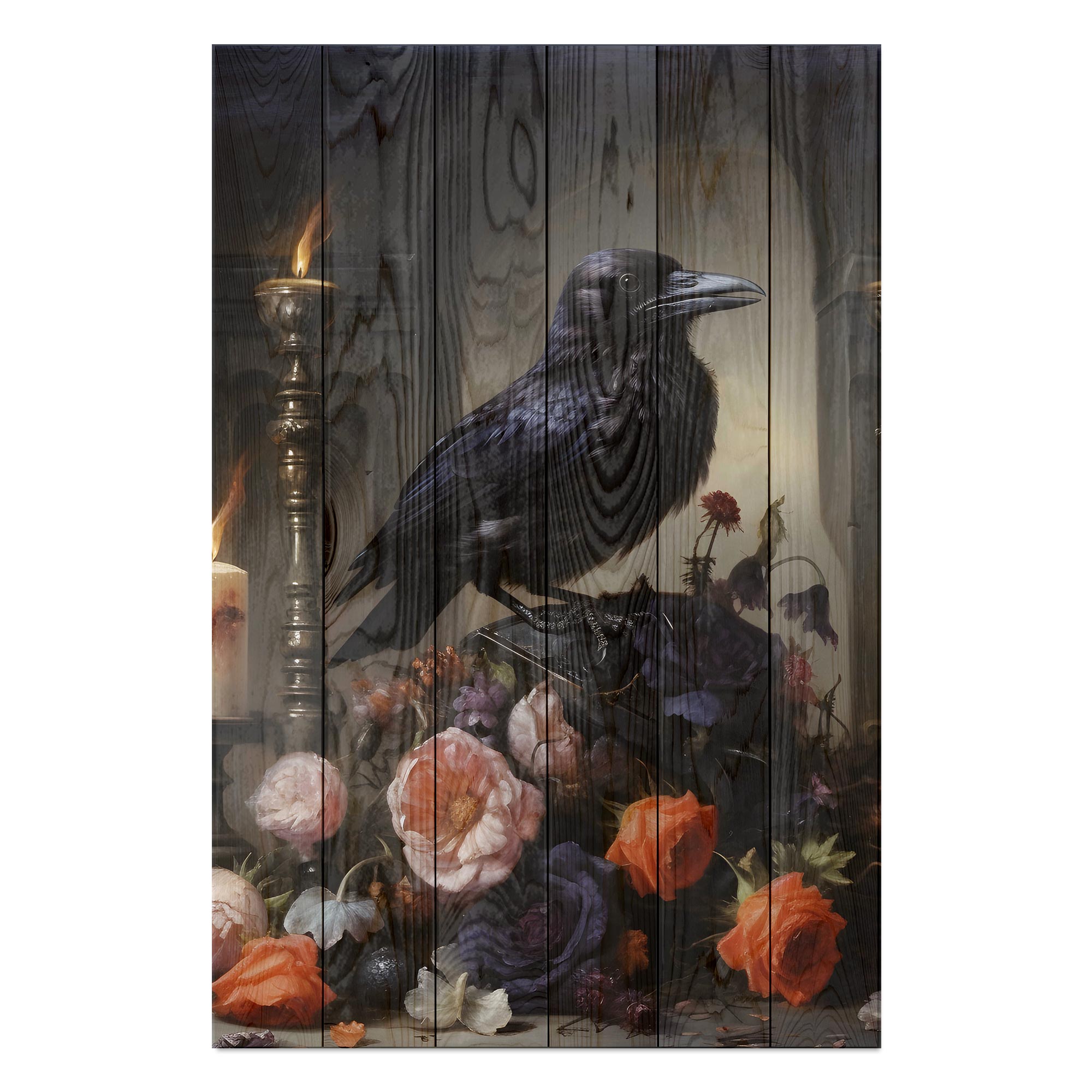 Obraz Wood Havran Dark Academia-30x30 cm
