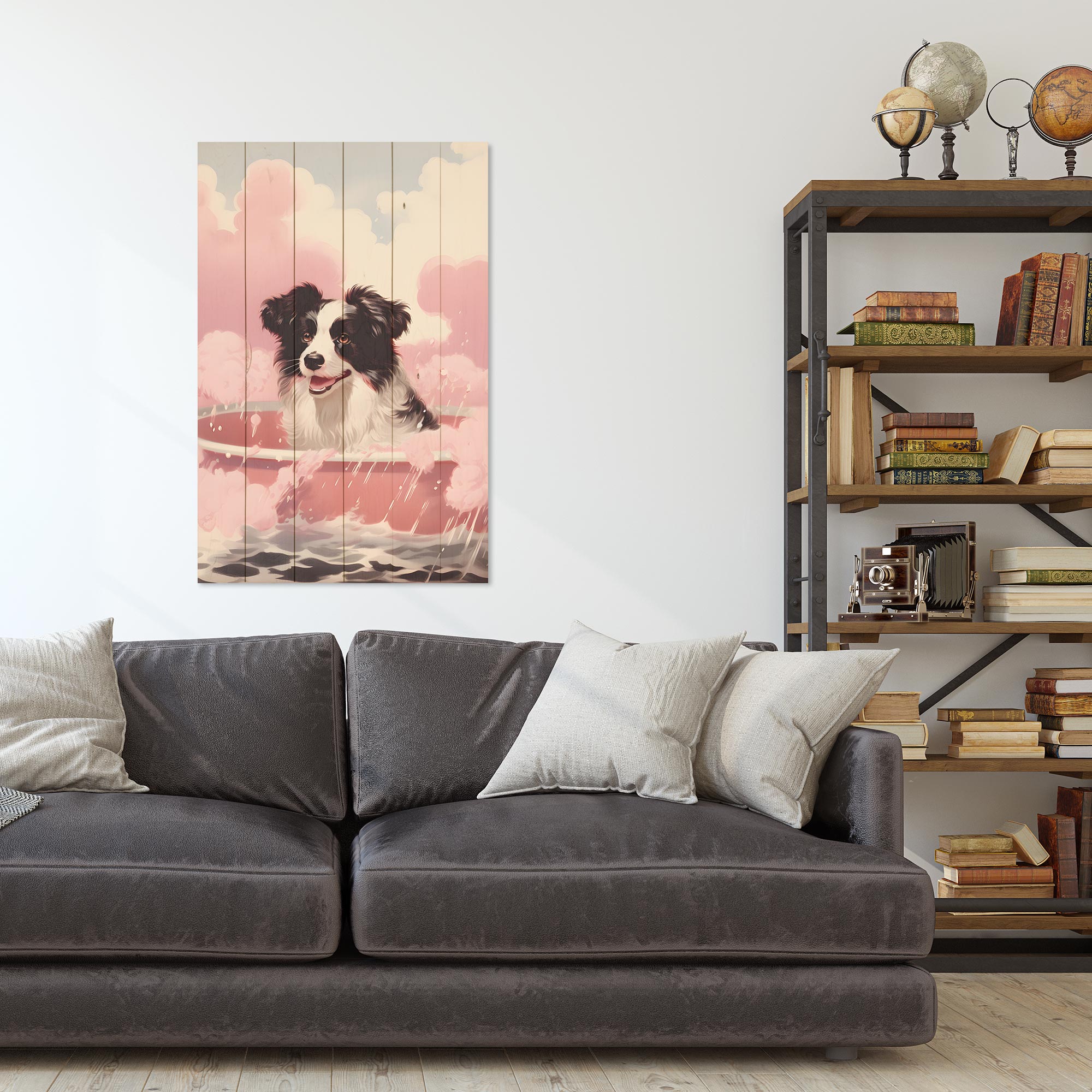 Obraz Wood Kúpeľ psa-50x70 cm