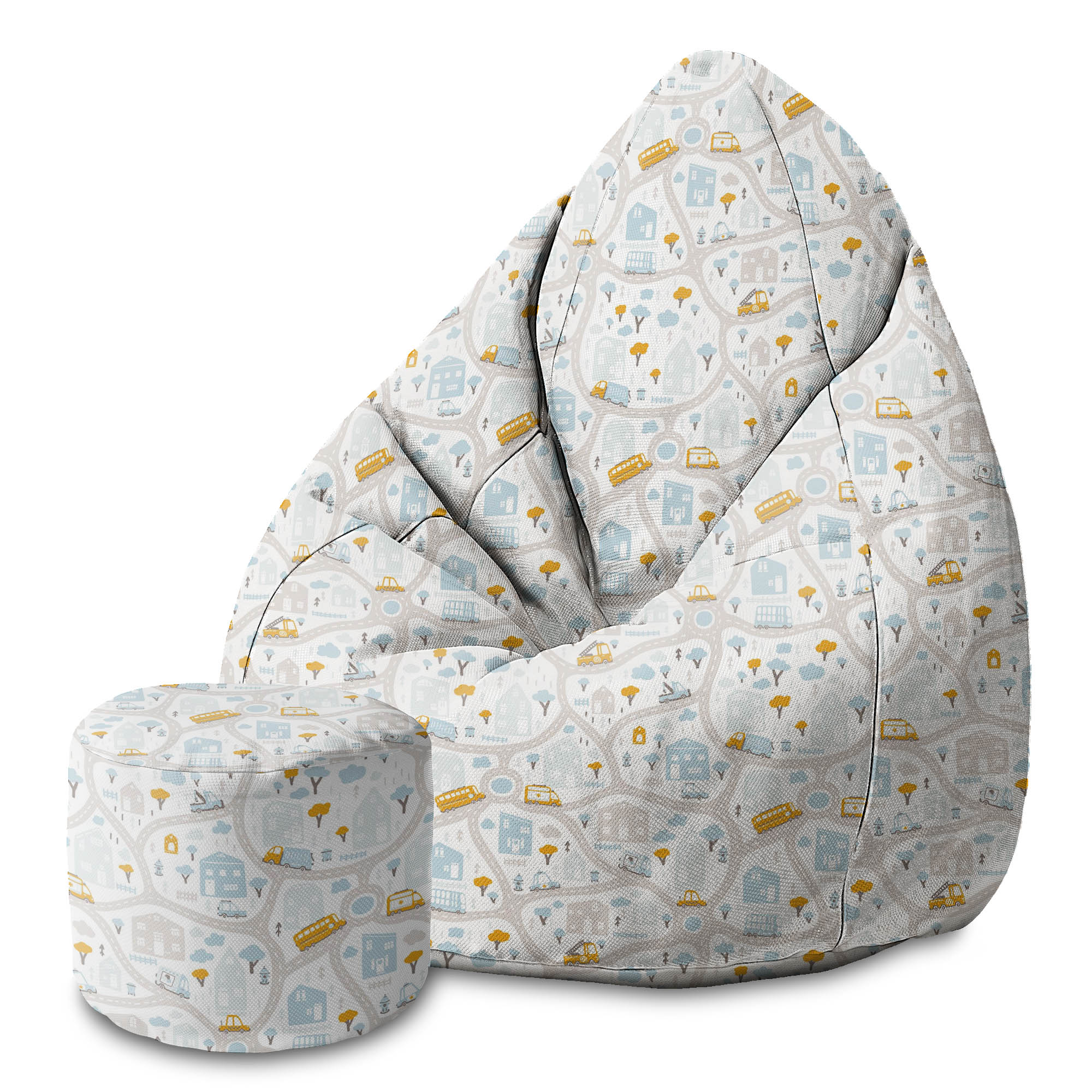 Round Pouf Footrest On the Road-Panama