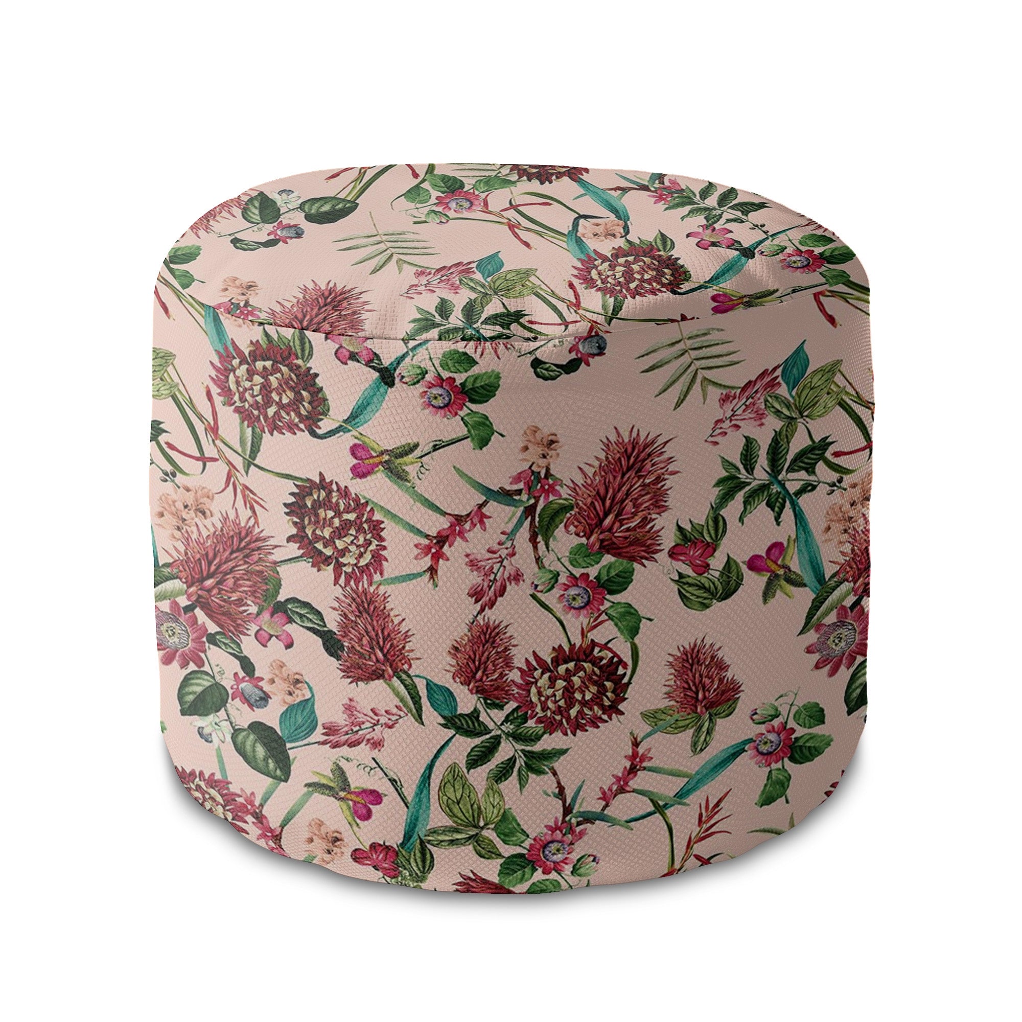 Okrúhly puf podnožka Dark Jungle Pink