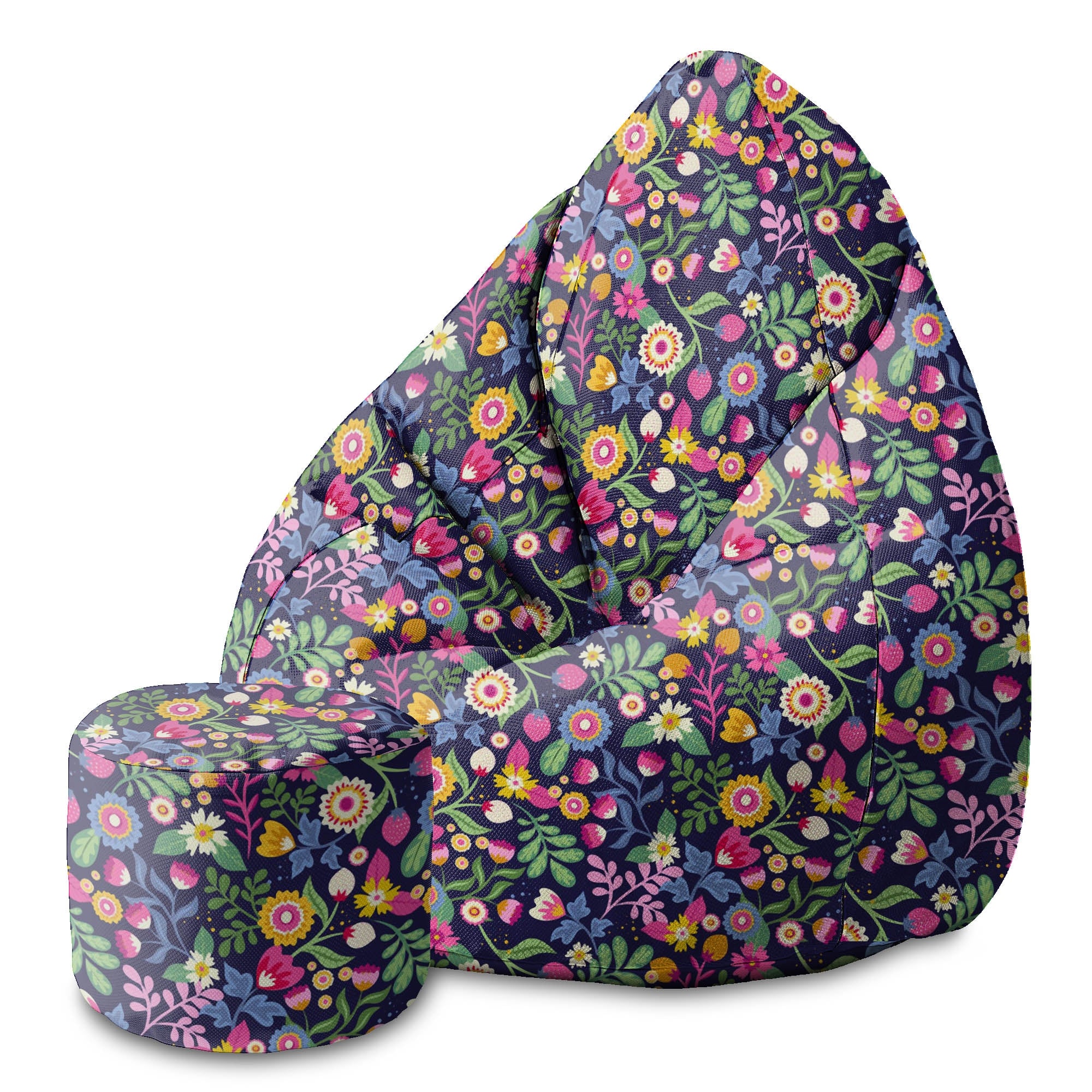 Okrúhly puf podnožka Exotic Floral-Panama