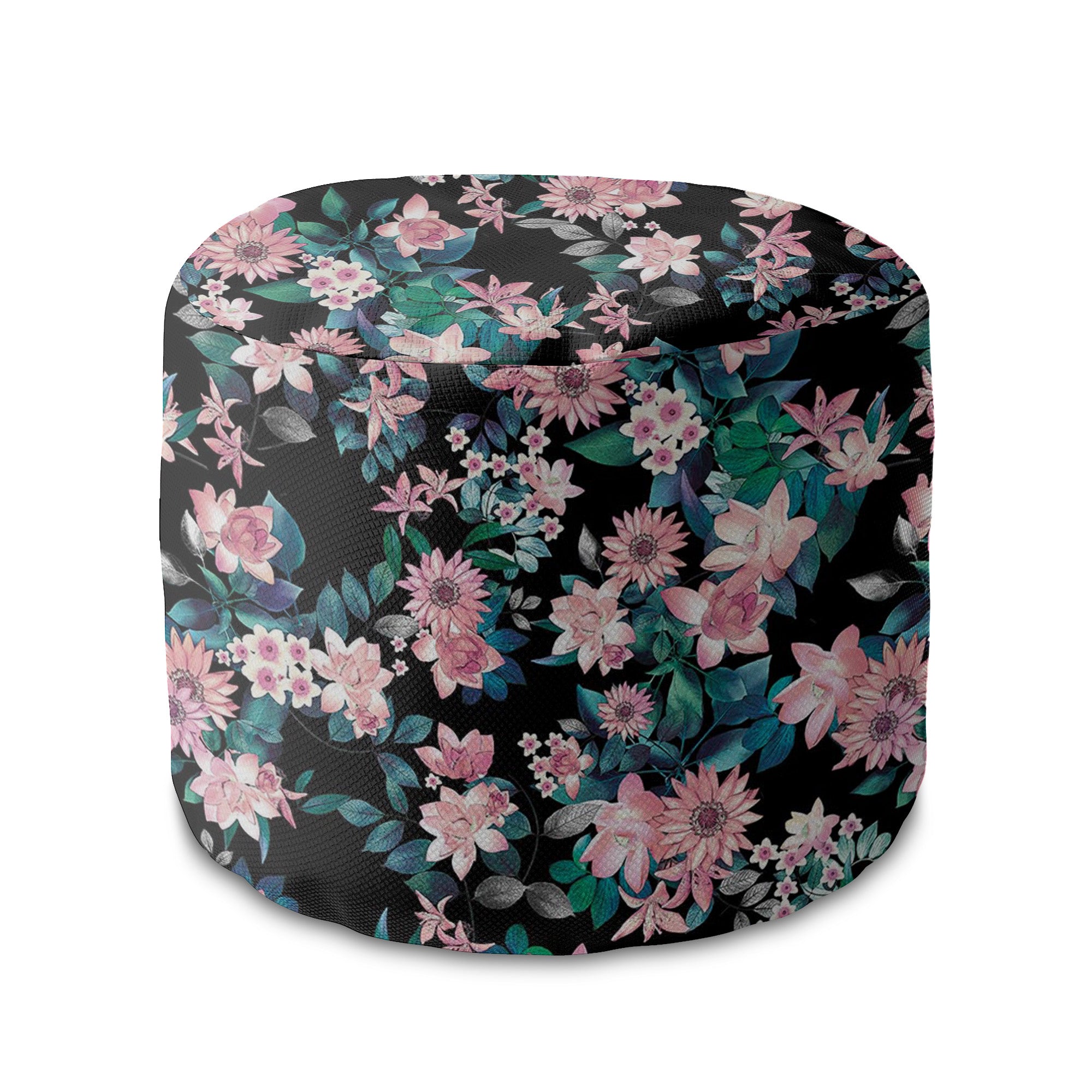 Okrúhly puf podnožka Dark Botanical Pink