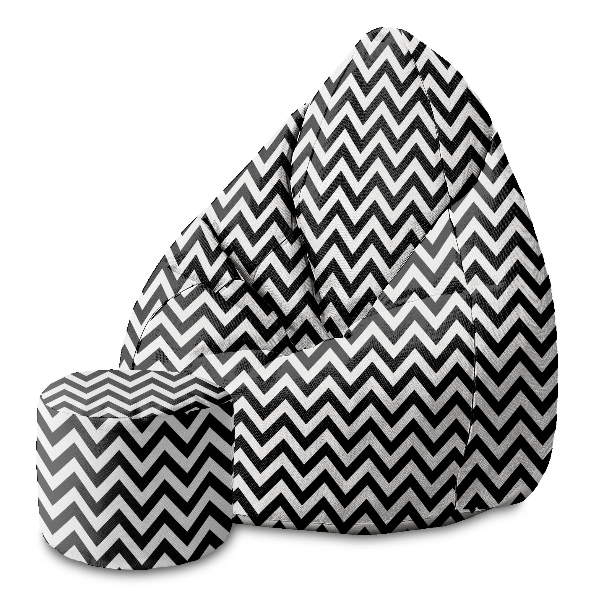 Okrúhly puf podnožka Zig Zag Black