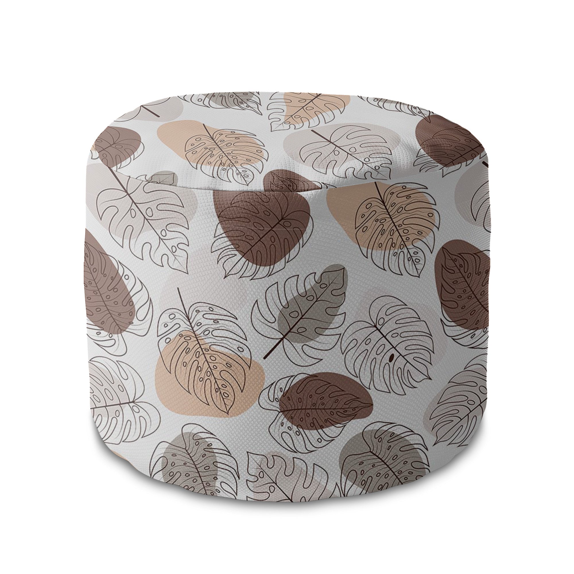 Runder Hocker Fußhocker Monstera Lineart