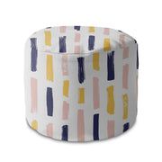 Round Pouf Footstool Modern Brush Strokes