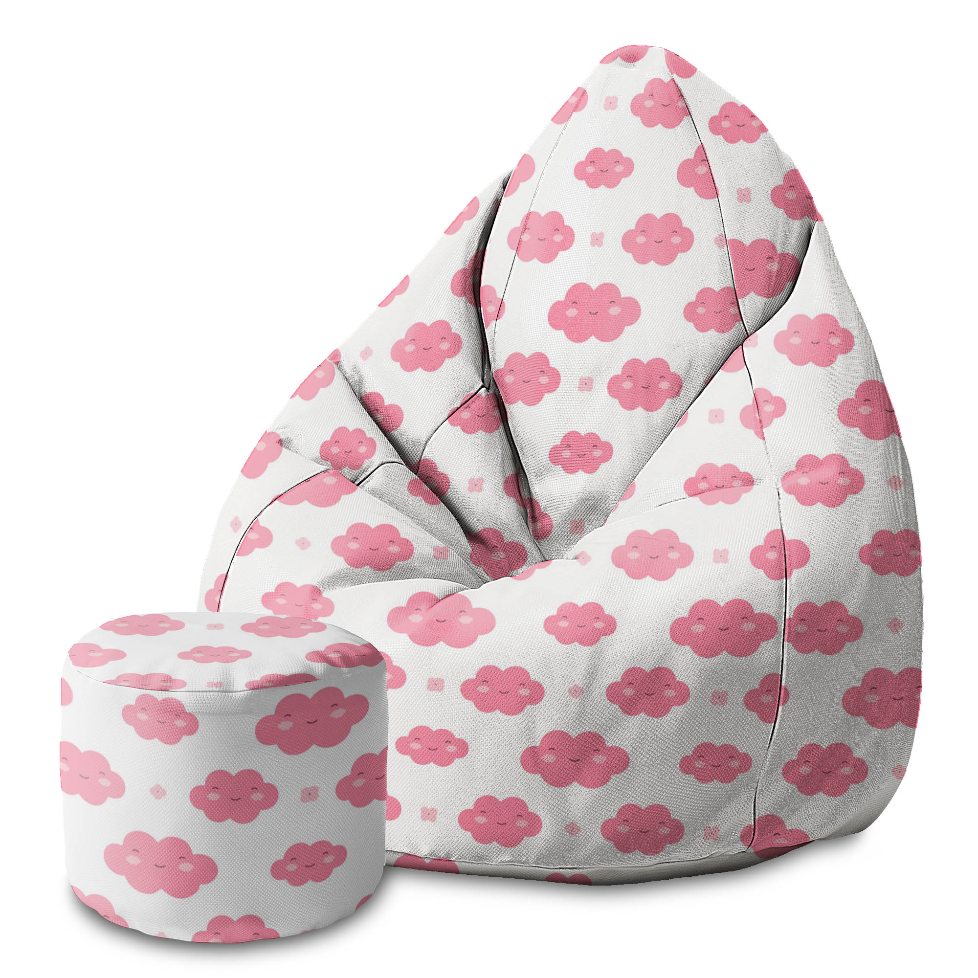 Round Pouf Footstool Cloudy Sunny-Panama