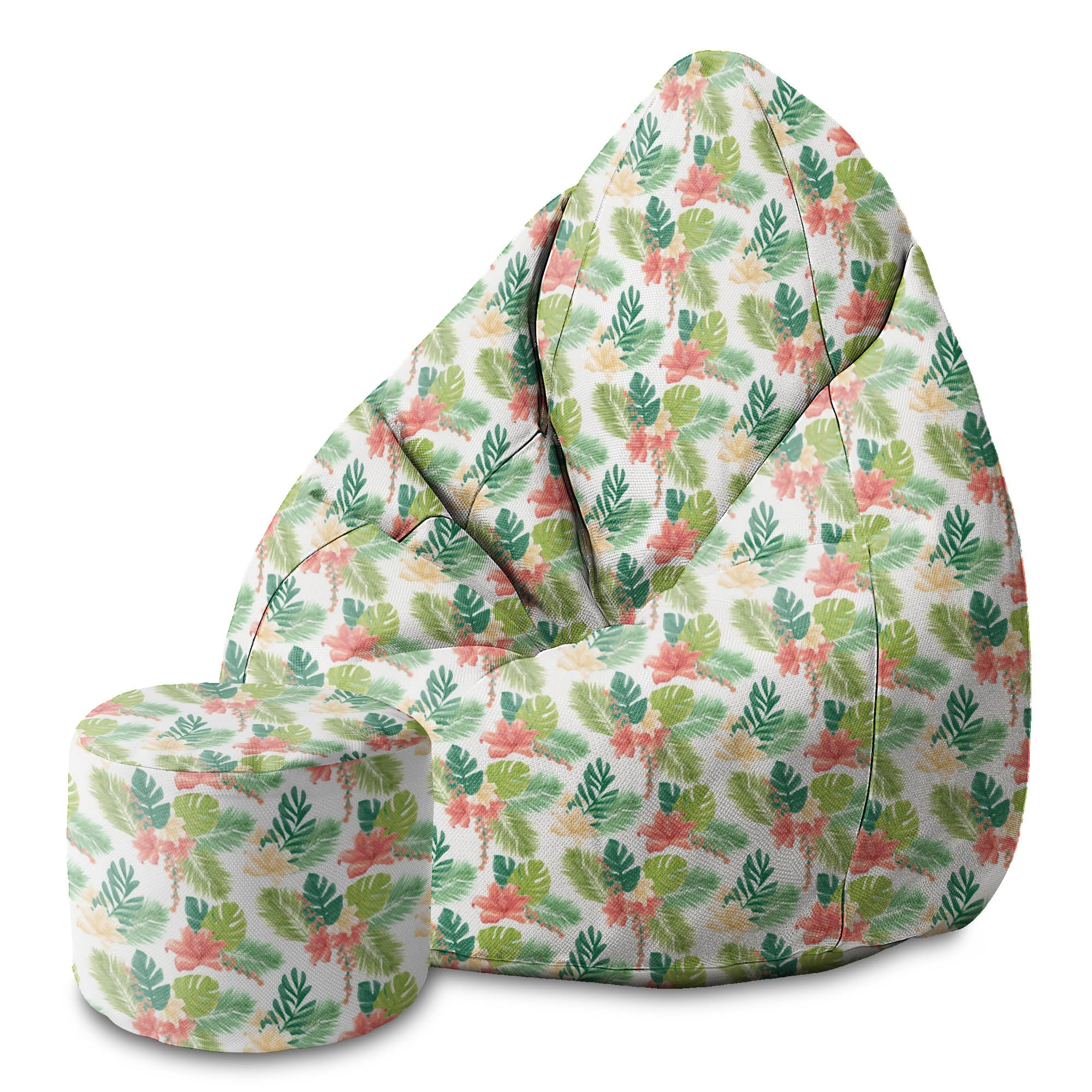 Round Pouf Footstool Tropical-Panama