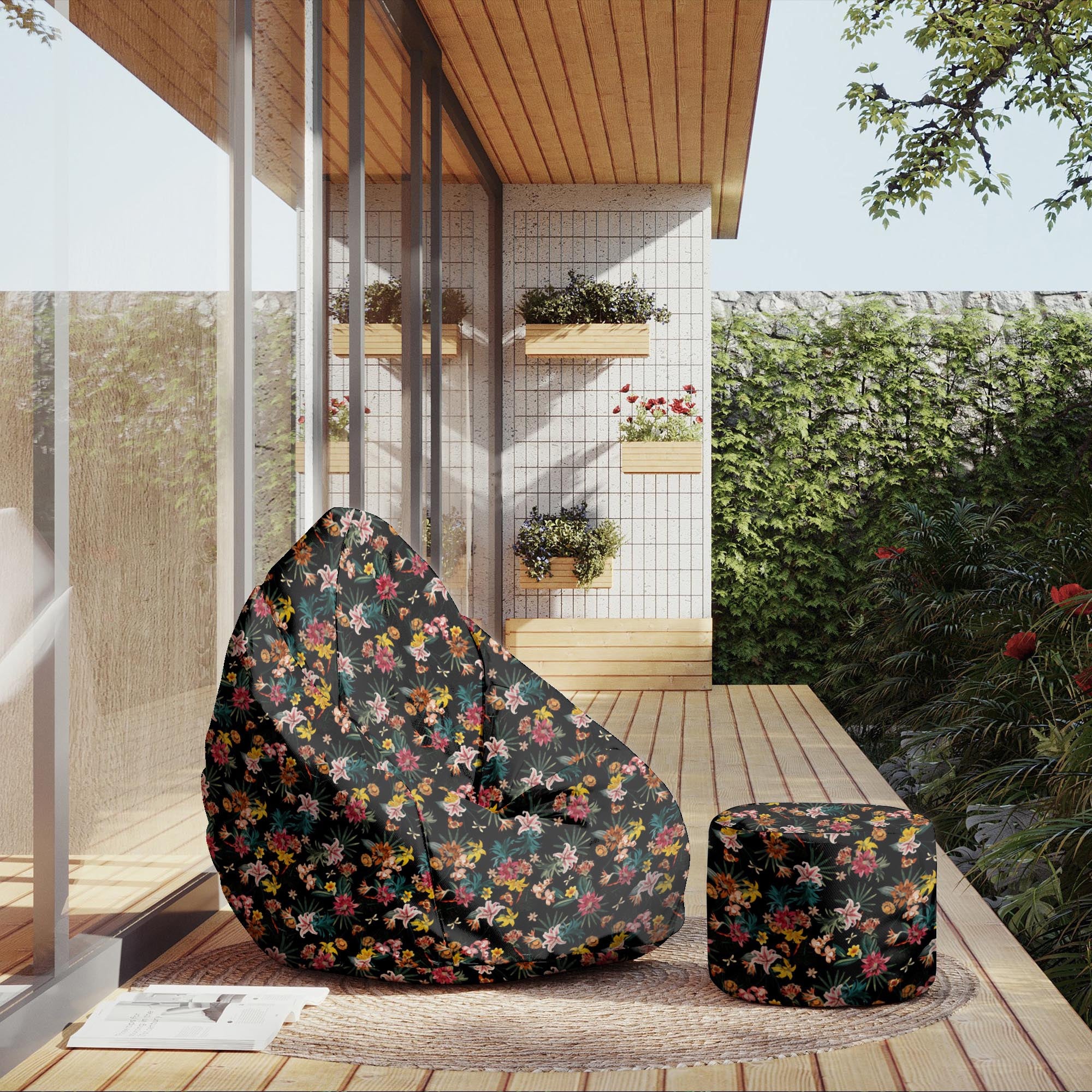 Round Pouf Footrest Reborn Jungle