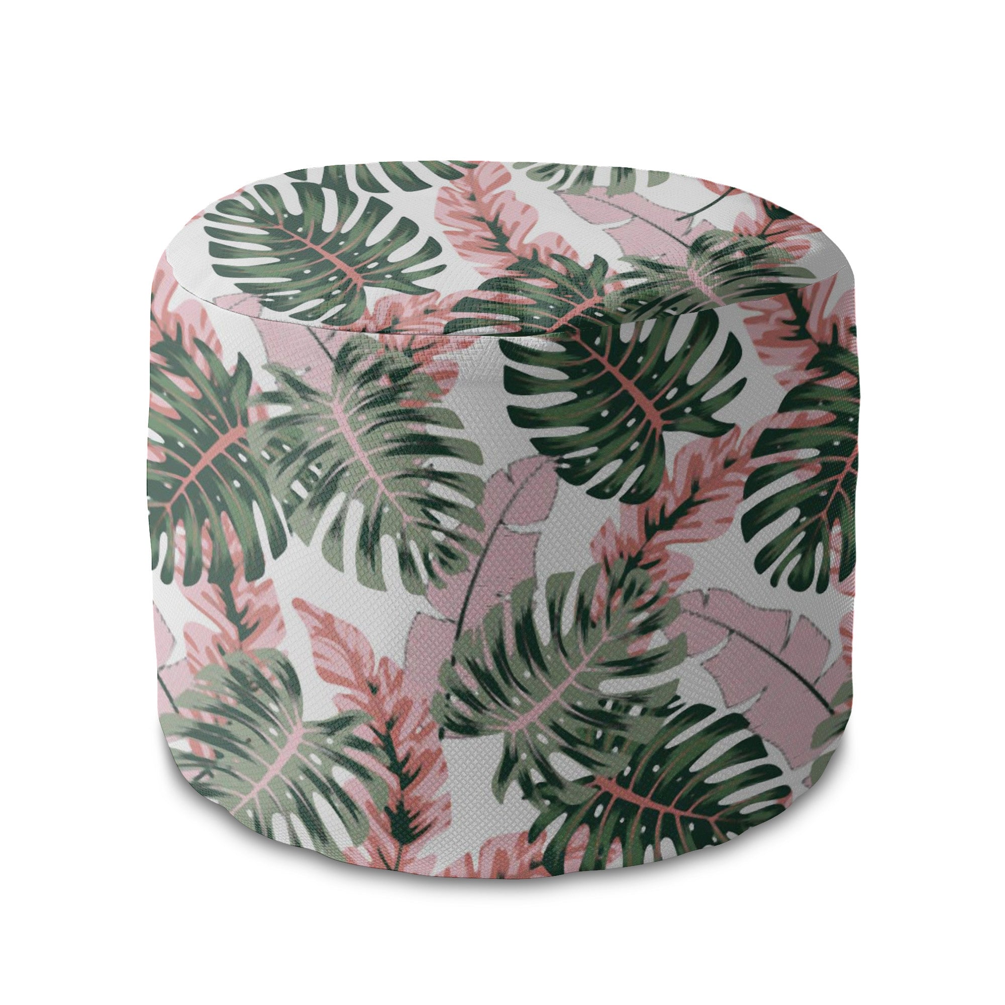 Okrúhly puf podnožka Tropical Pink and Green Leaves
