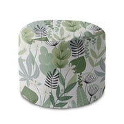 Round Pouf Footrest Flowers and Grass