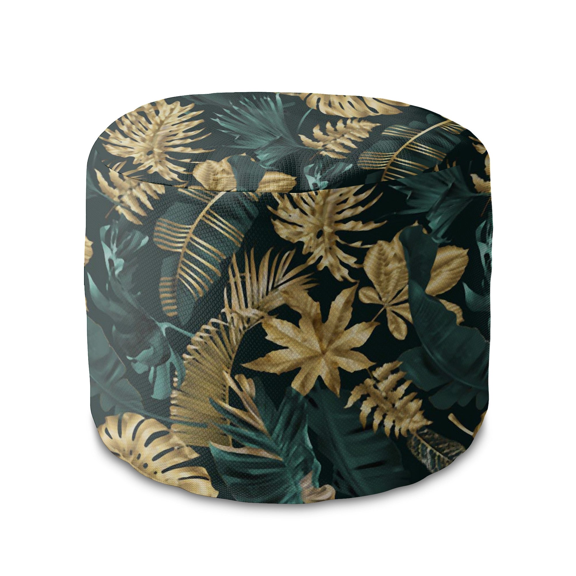 Okrúhly puf podnožka Monstera Gold Green-Oxford