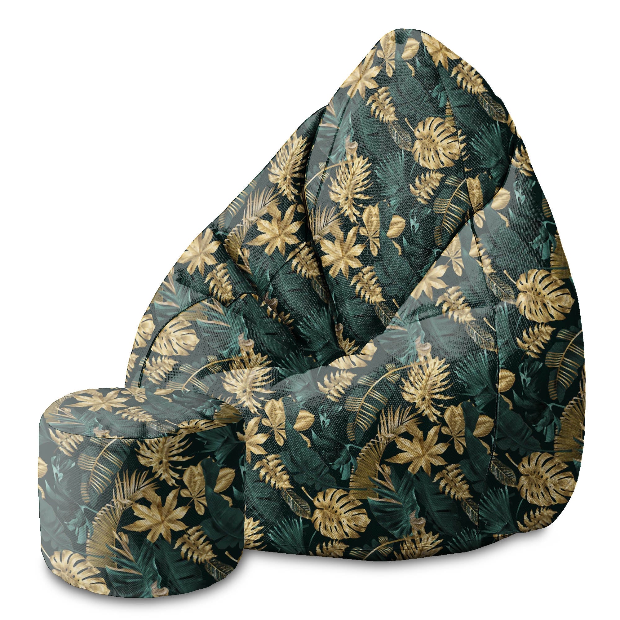 Okrúhly puf podnožka Monstera Gold Green